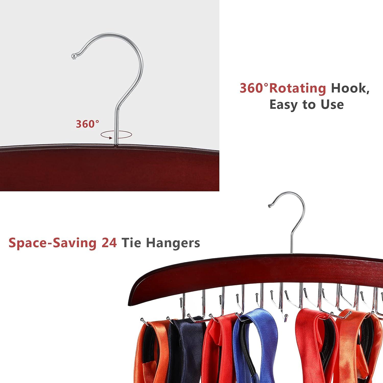 Perchero de Corbatas Jetec 2 Piezas 24 Ganchos Madera Café