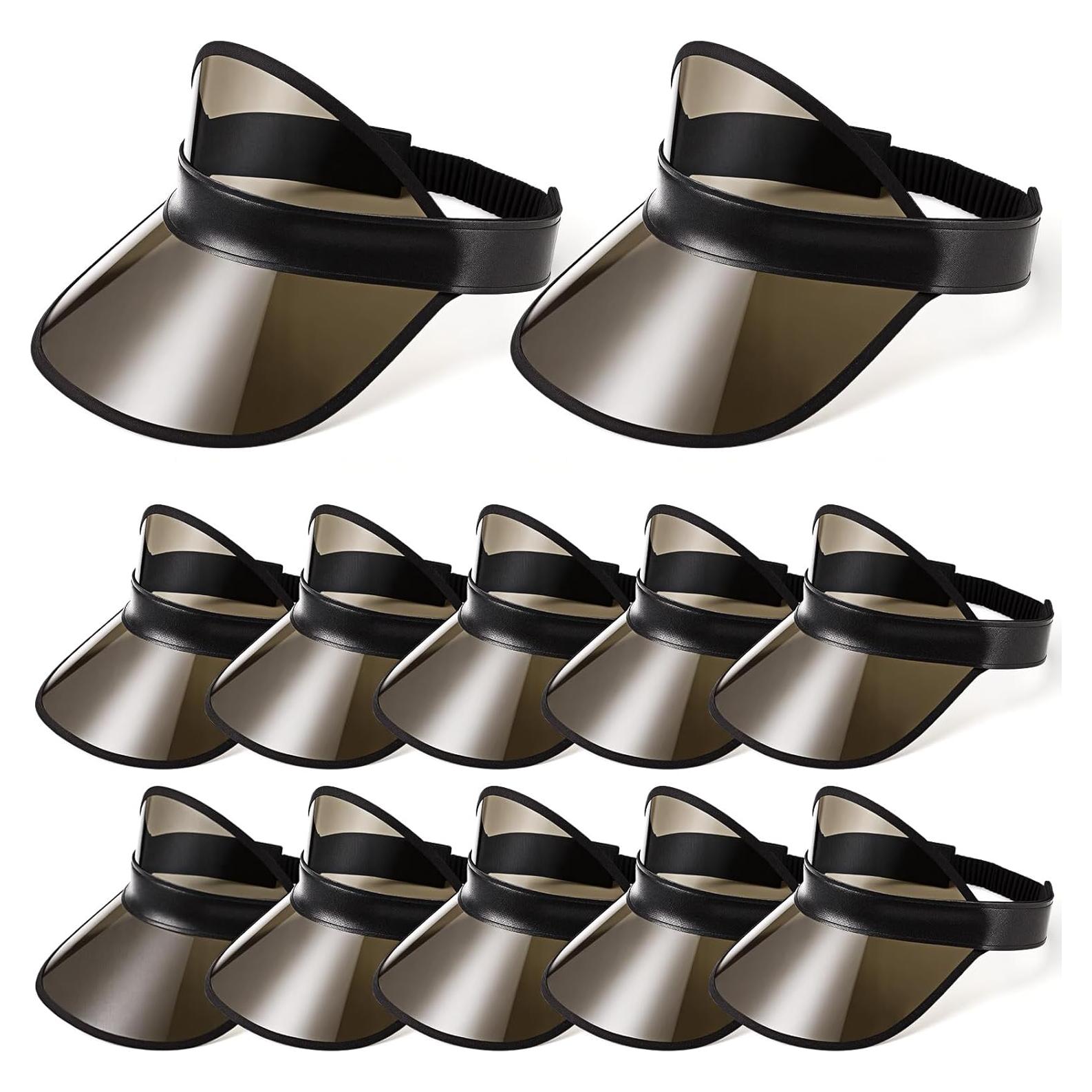 Paquete de 12 Gorras Visera Solar Transparentes Ajustables