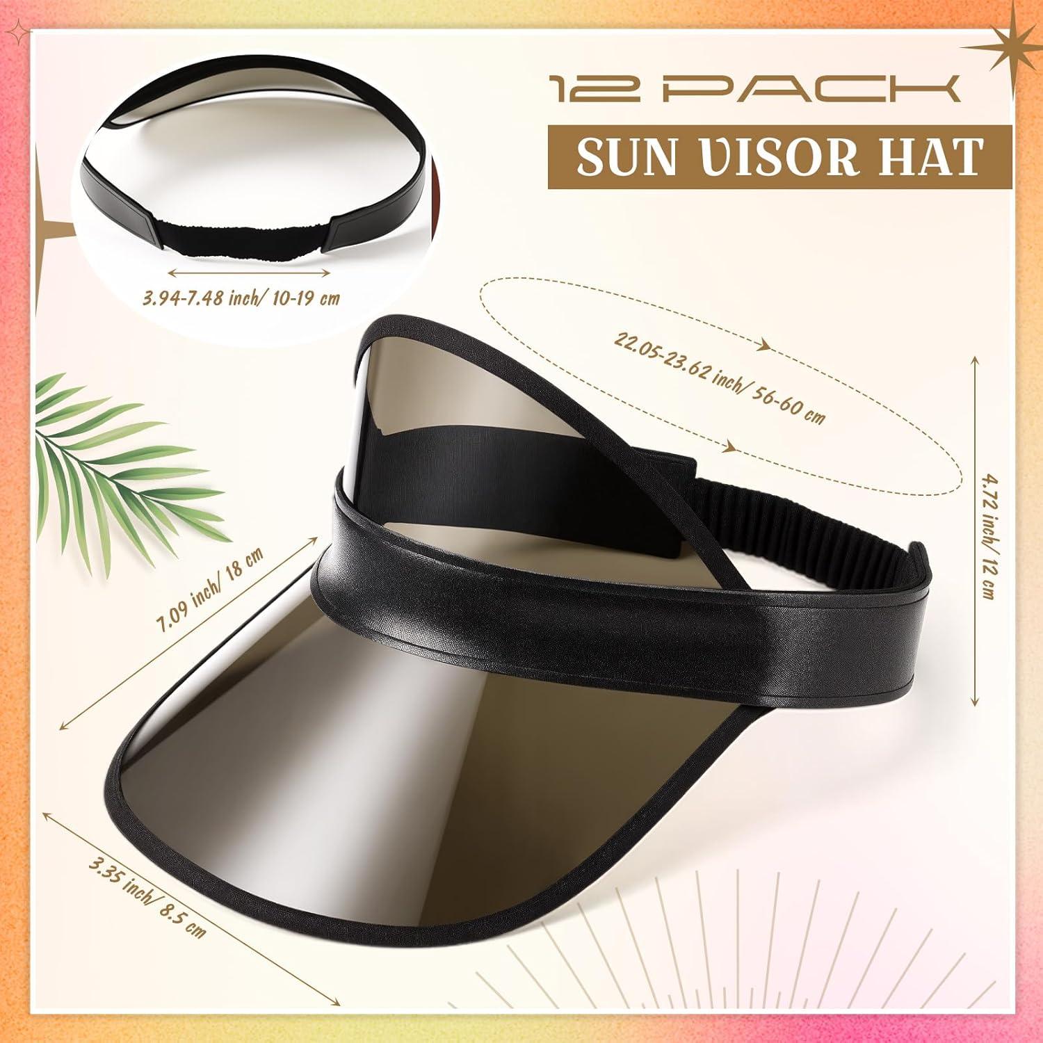 Paquete de 12 Gorras Visera Solar Transparentes Ajustables
