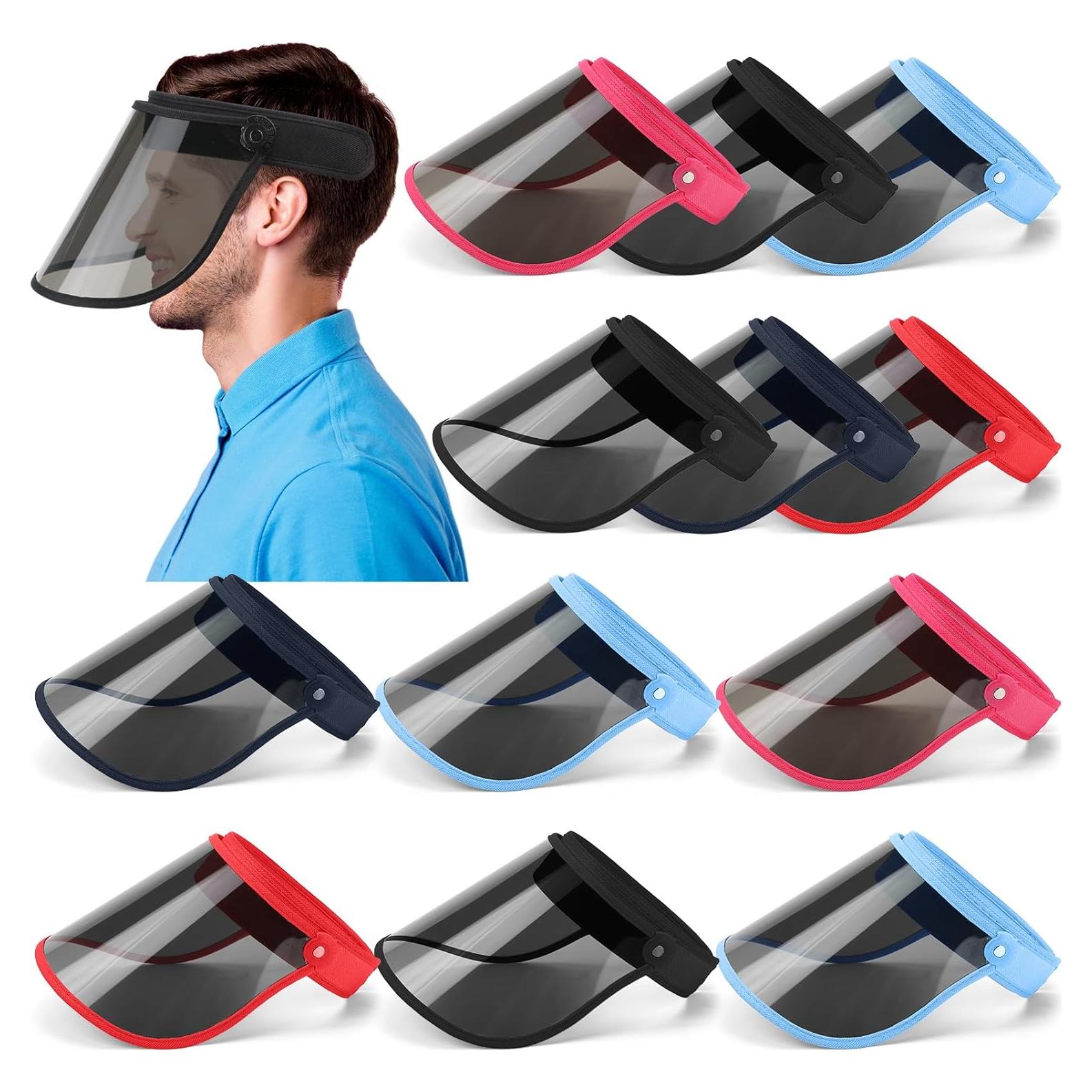 12 Gorras Visera Solar UV Ajustables PVC para Adultos