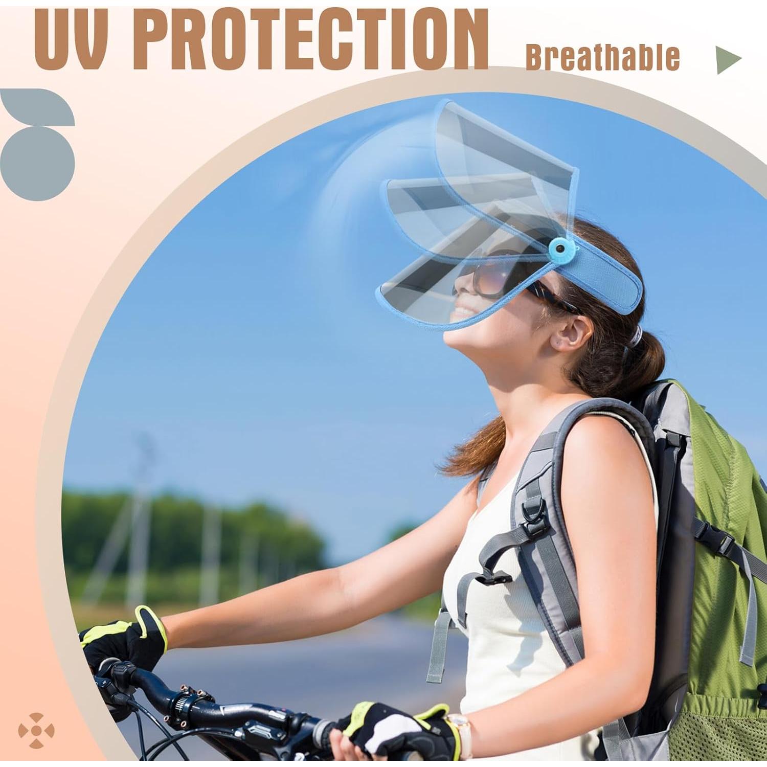 12 Gorras Visera Solar UV Ajustables PVC para Adultos