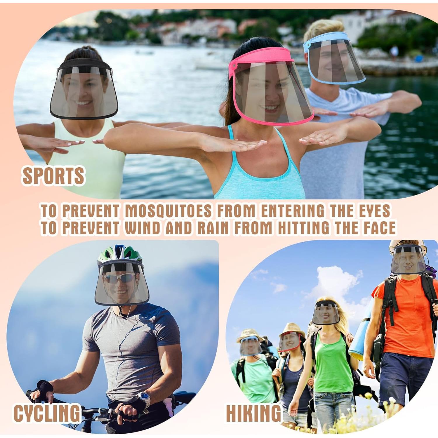 12 Gorras Visera Solar UV Ajustables PVC para Adultos