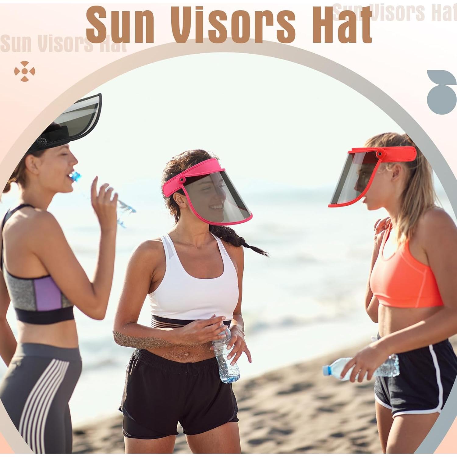 12 Gorras Visera Solar UV Ajustables PVC para Adultos