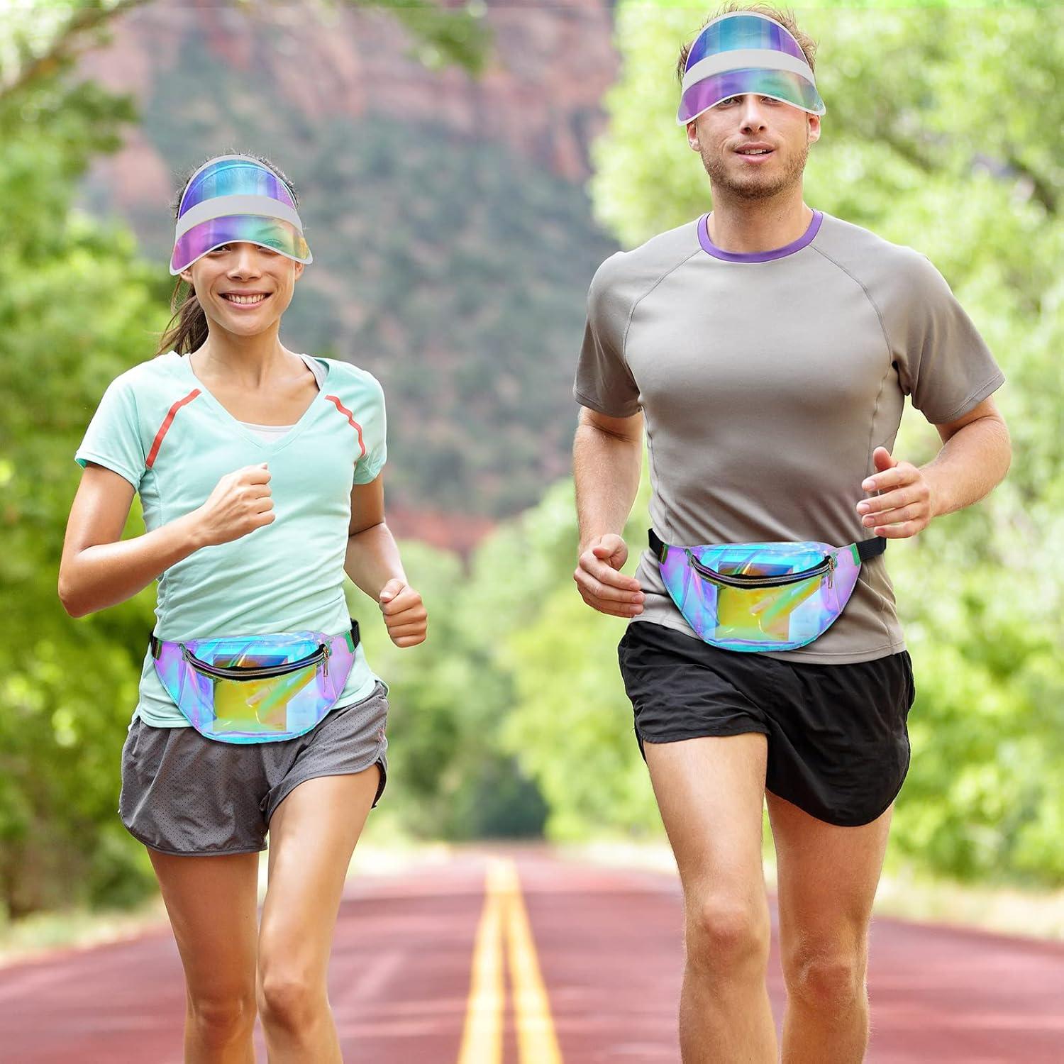 Paquete de 10 Sombreros Visera de Sol y Riñoneras Holográficas