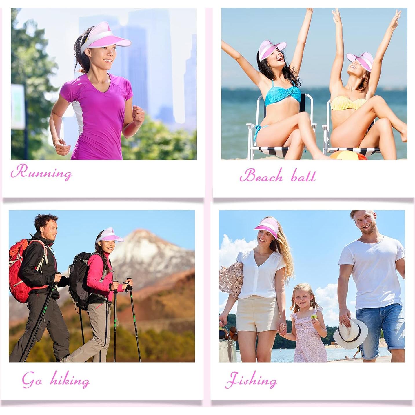 Visera Solar Rosa Jeyiour de PVC con Protección UV para Mujeres