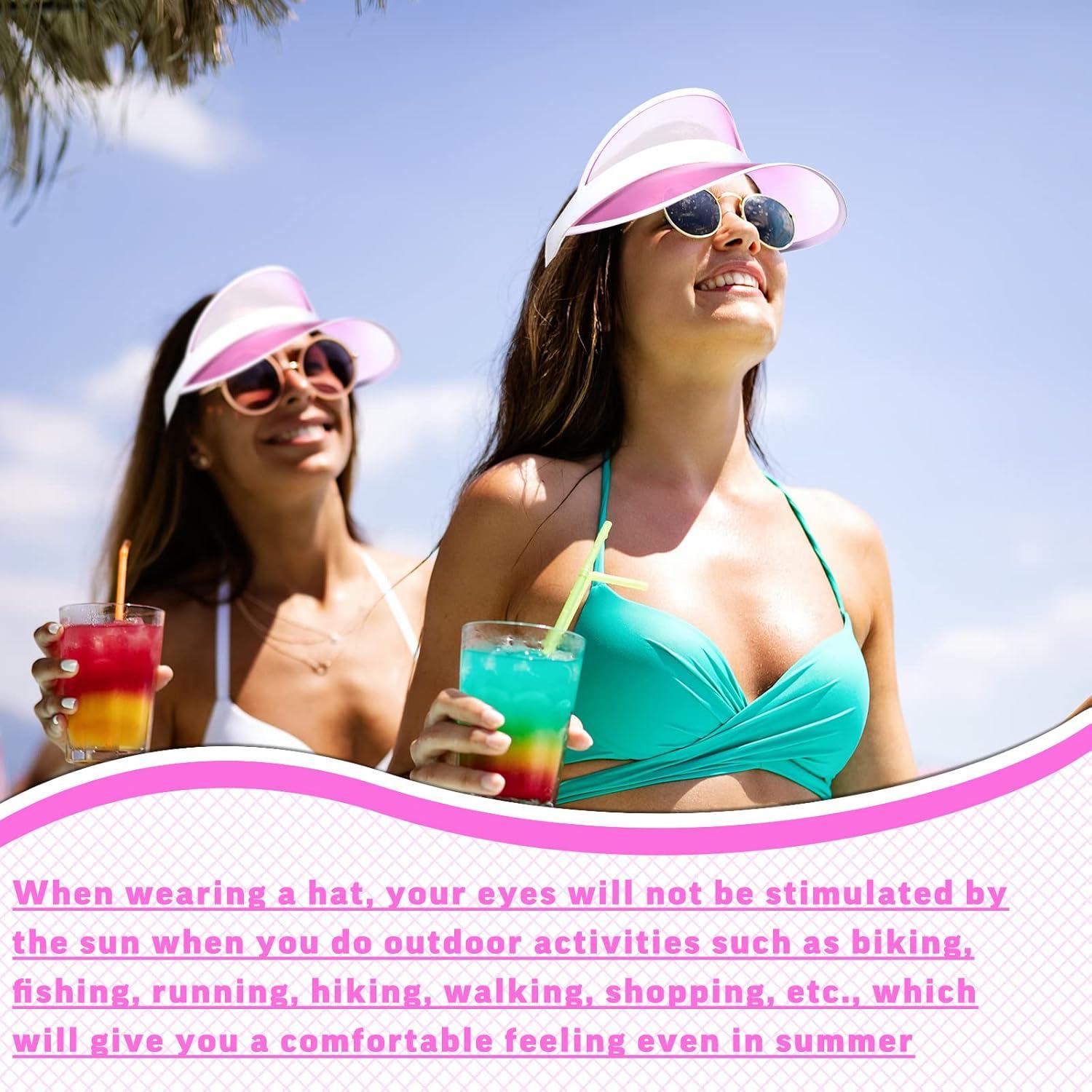 Visera Solar Rosa Jeyiour de PVC con Protección UV para Mujeres