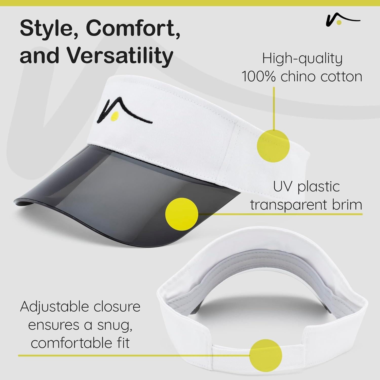 Visera Deportiva VISTO UV Transparente Ajustable Algodón 100%