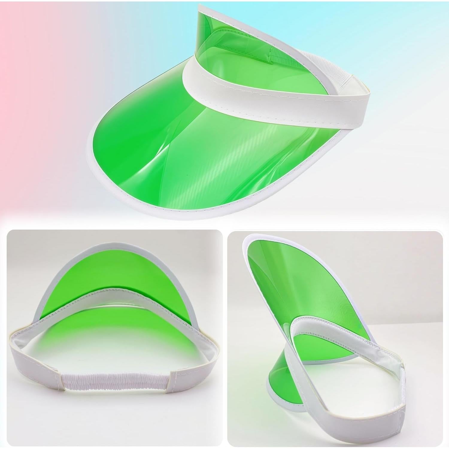 Paquete de 12 viseras de sol unisex PVC transparente caramelo