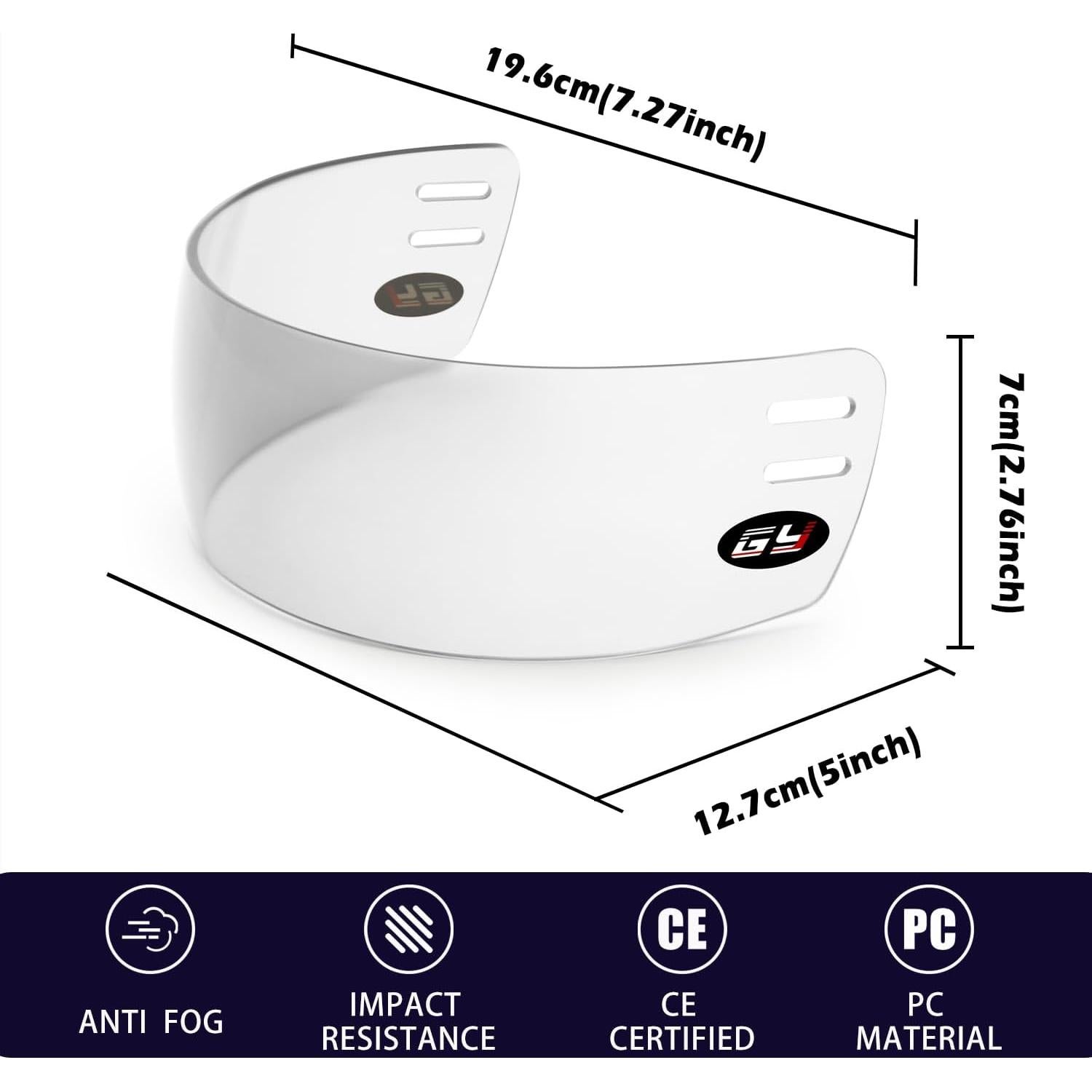 Visera de Hockey GY HV-M1 Transparente Anti-Rasguños y Niebla