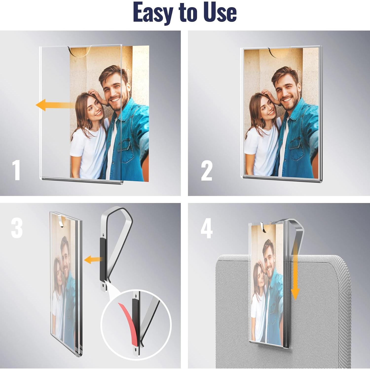 Soportes de Fotos de Acrílico NiHome para Visera de Coche - 4 Piezas