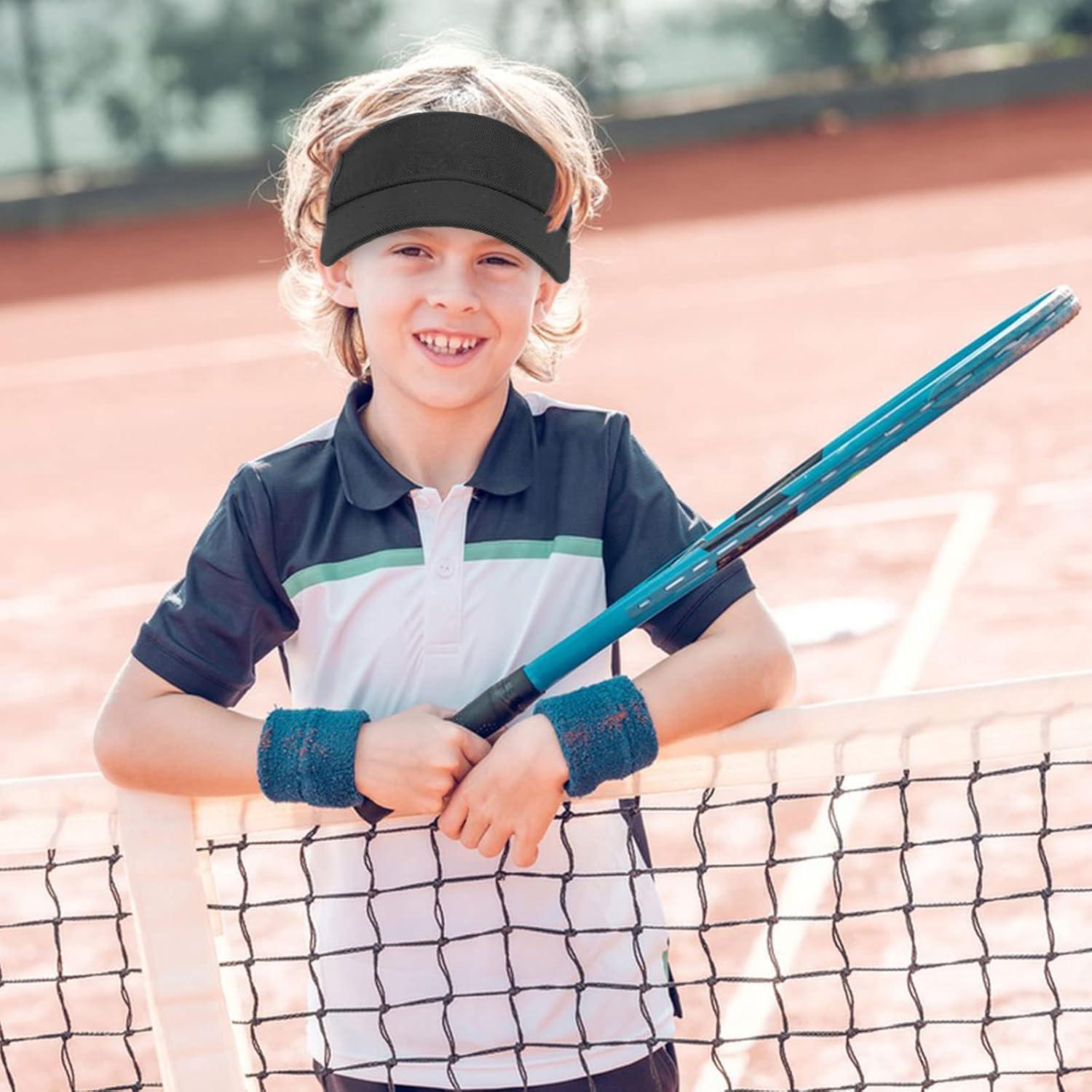 10 Gorras Visera Ajustables UV Niños 6-12 Años - Negro