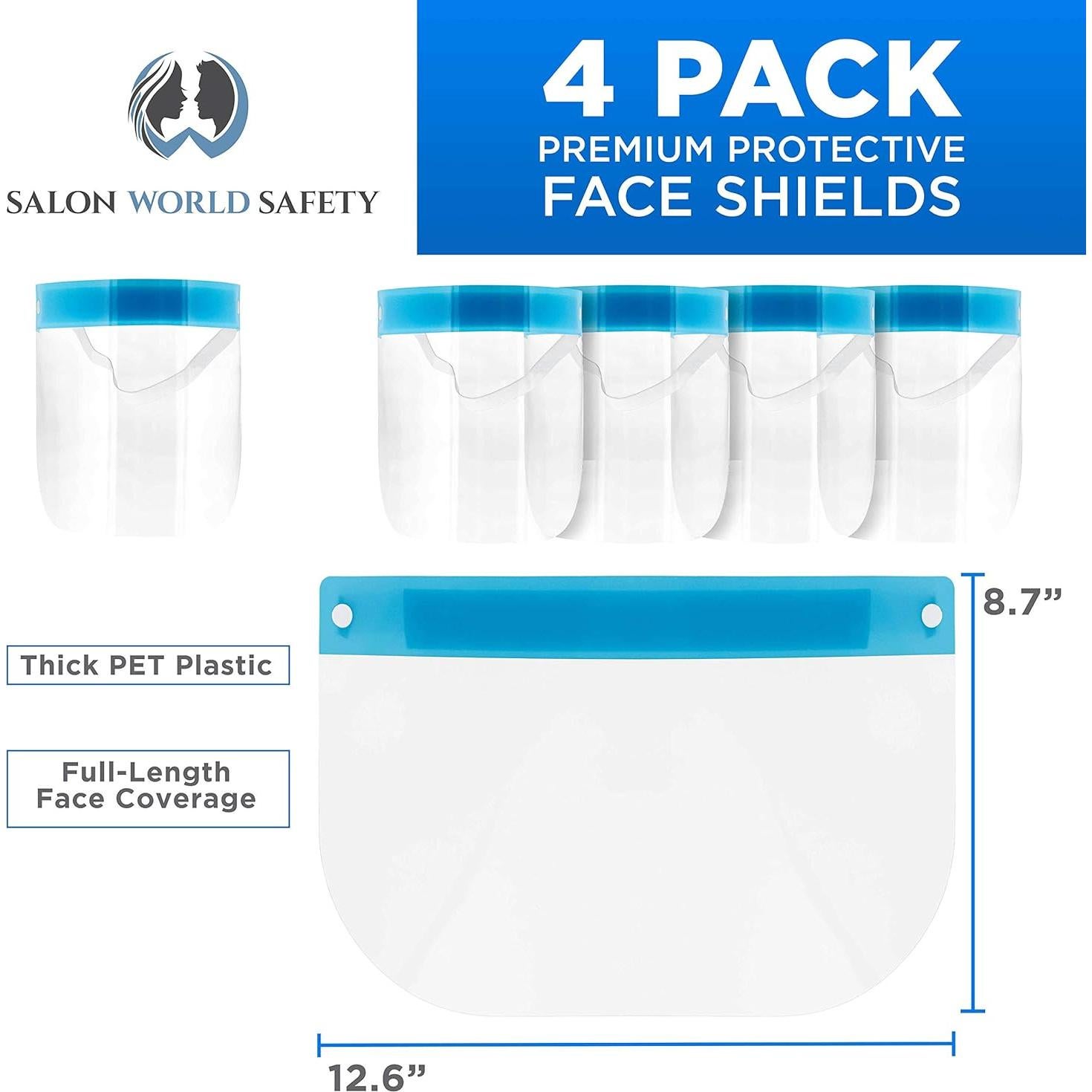 Escudos Faciales de Seguridad Salon World - Paquete de 4 Antivaho