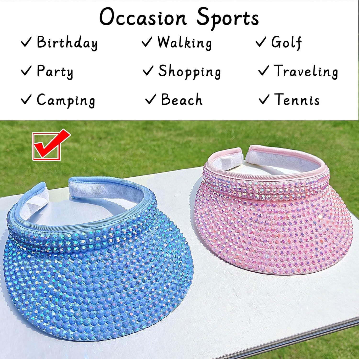 Gorra Visera de Sol Unisex Ajustable con Rhinestones - Bling Cap