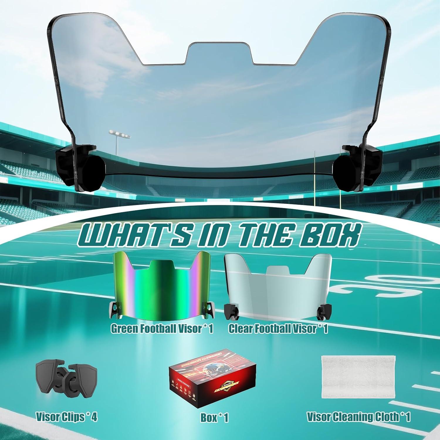 Visera de Fútbol KUBQLIG Verde Esmeralda y Clara - Combo 2 Lentes