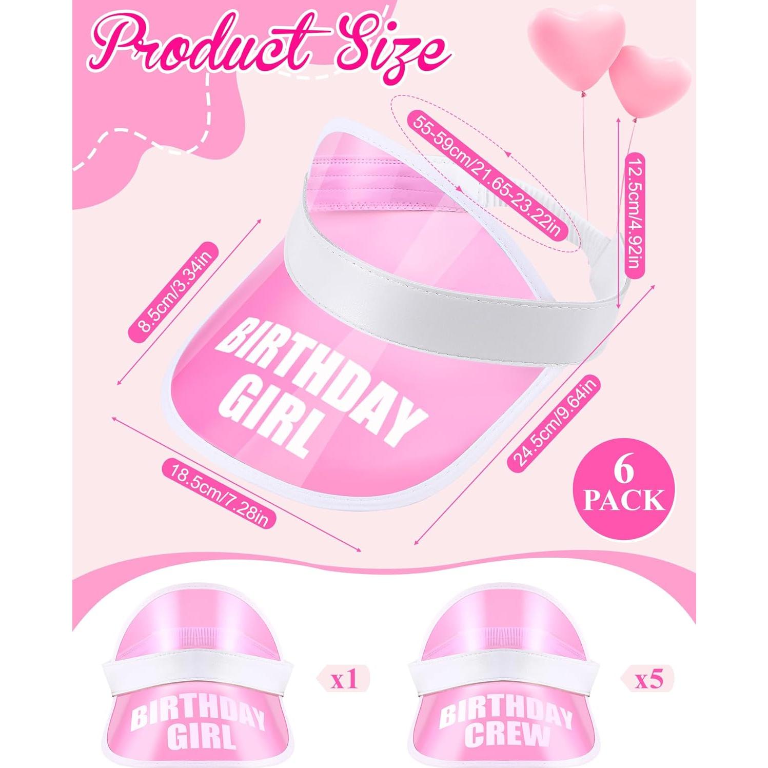 Gorras de Sol Jecery 6 Piezas para Cumpleaños Niñas Rosa