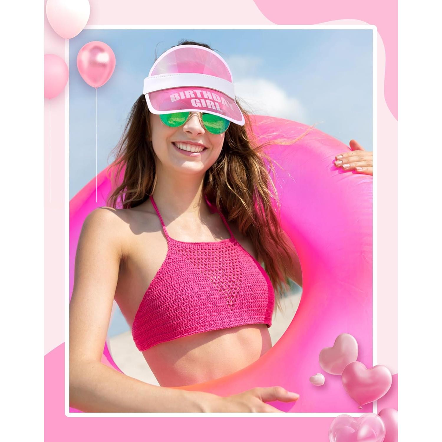 Gorras de Sol Jecery 6 Piezas para Cumpleaños Niñas Rosa