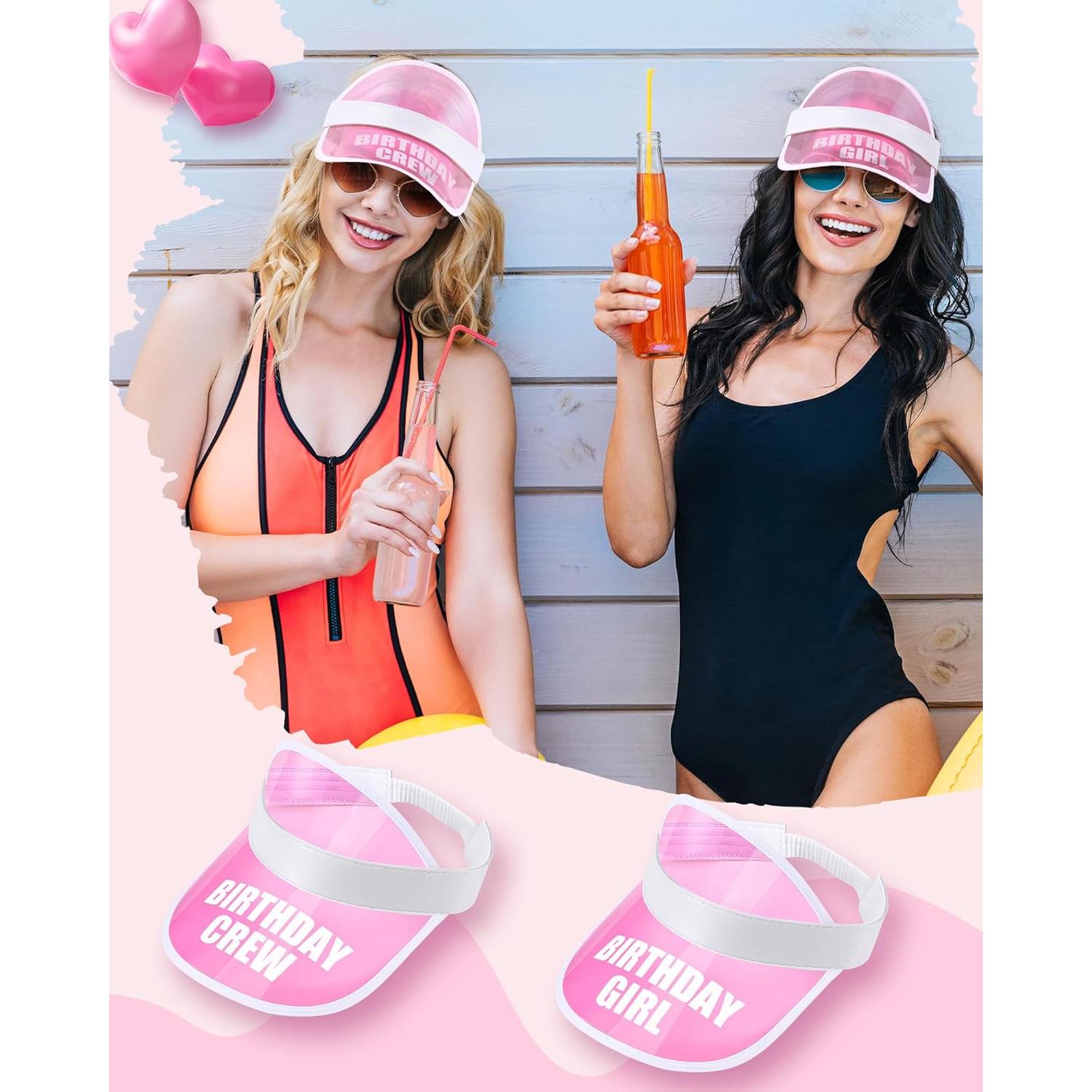 Gorras de Sol Jecery 6 Piezas para Cumpleaños Niñas Rosa