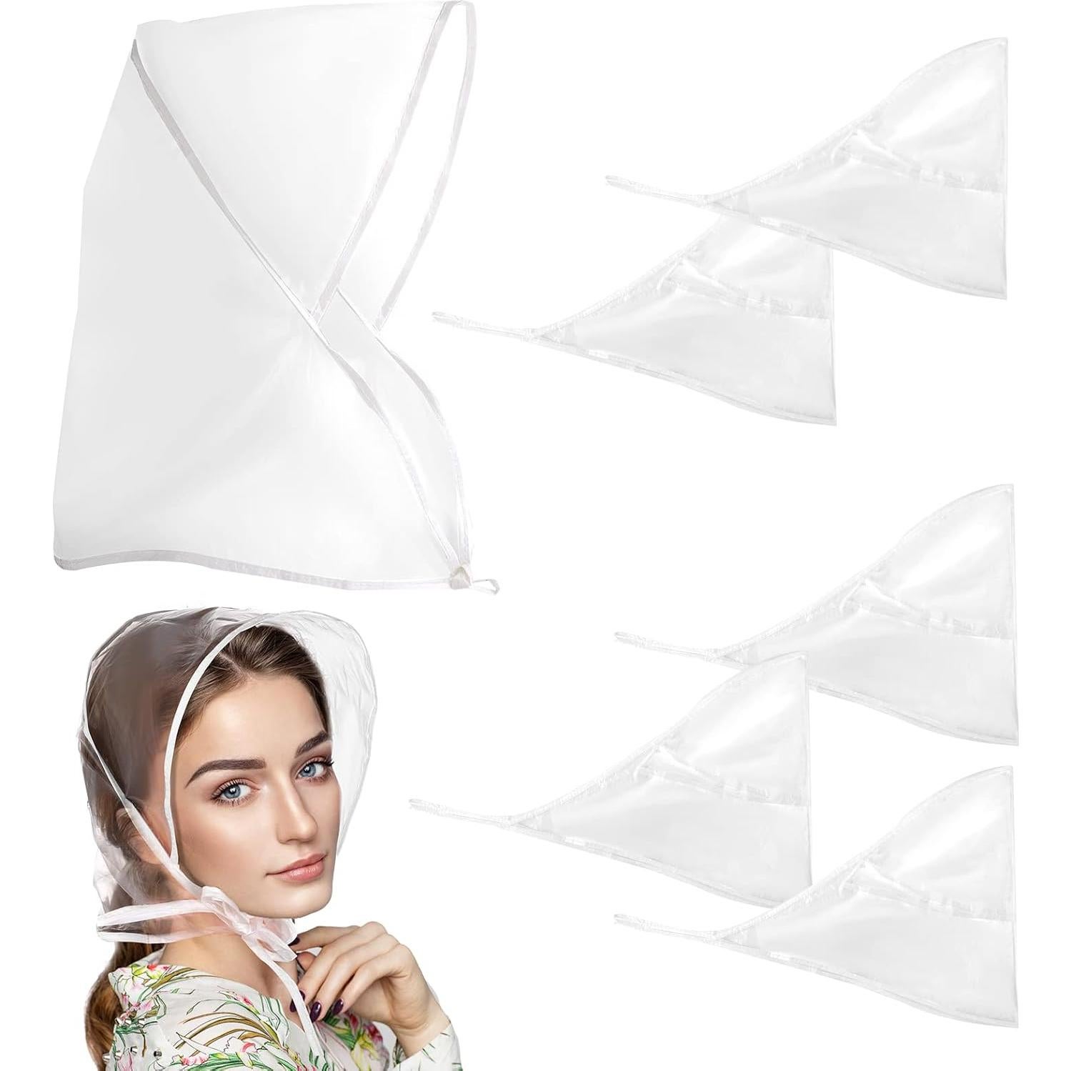 6 Gorras de Lluvia Transparentes Impermeables para Mujer