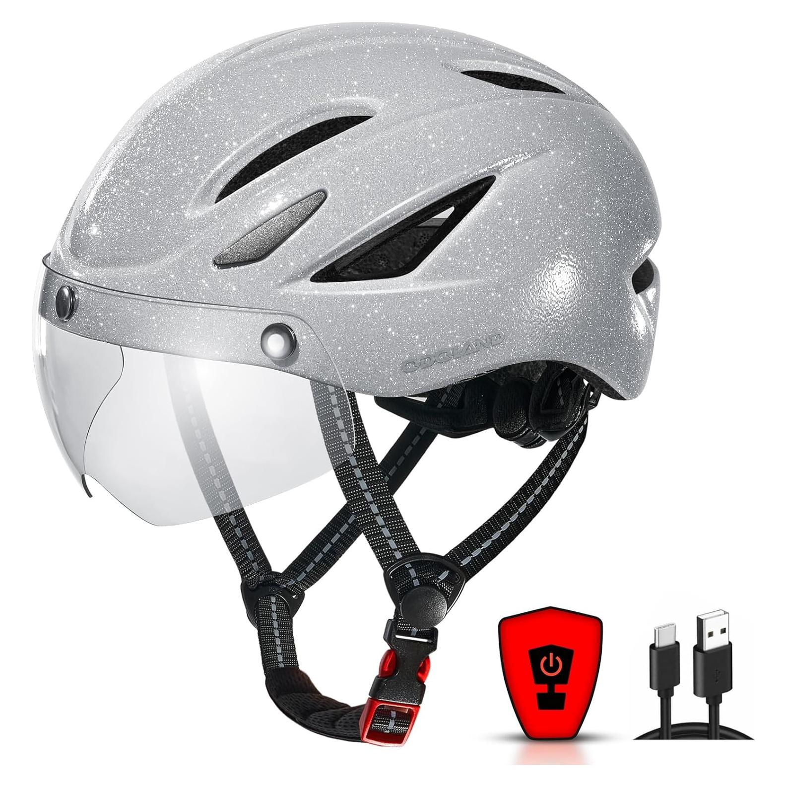 Casco de Bicicleta Odoland SP0916PNW Ajustable con Visera Solar