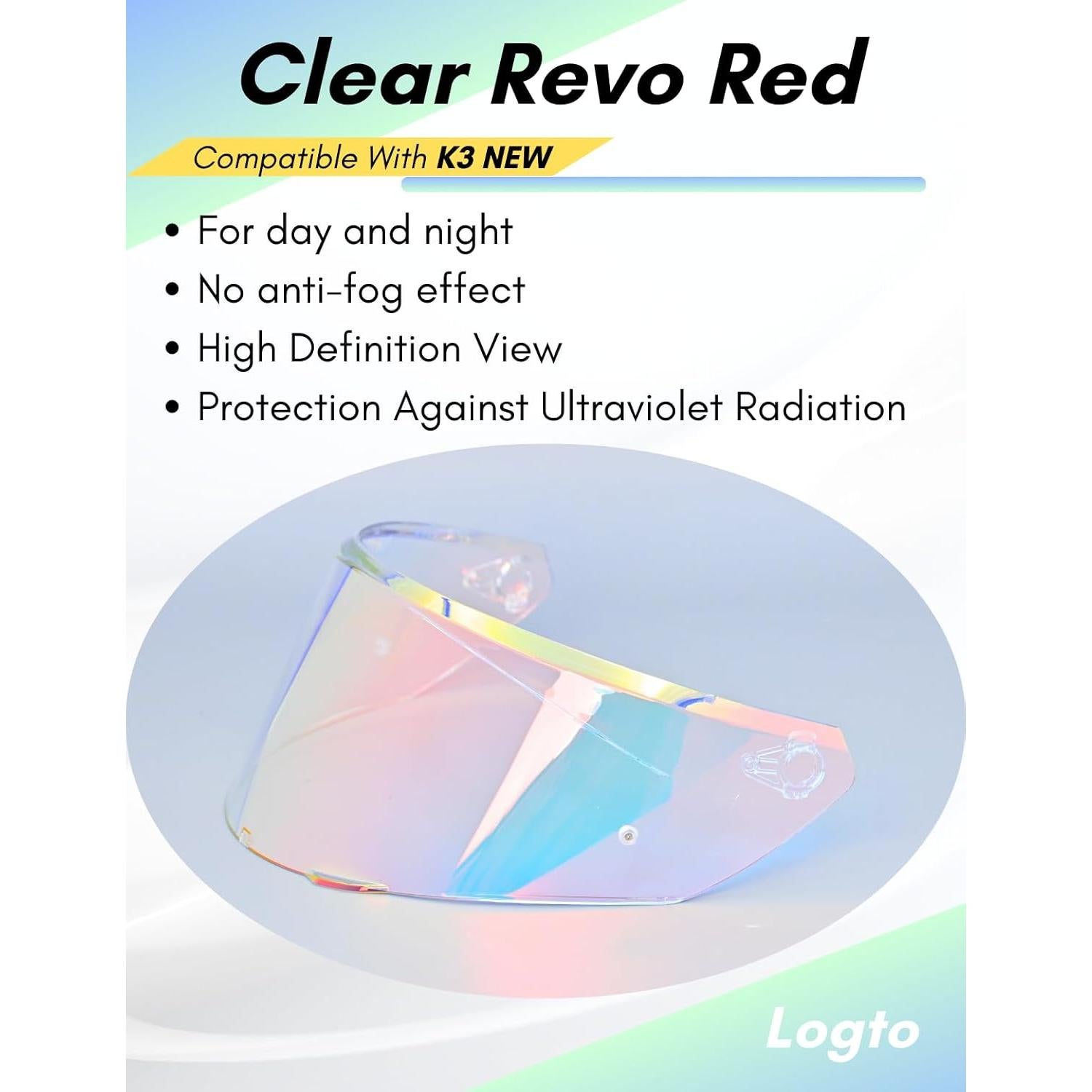 Visor de Casco Logto K3 Nuevo Transparente Revo Rojo