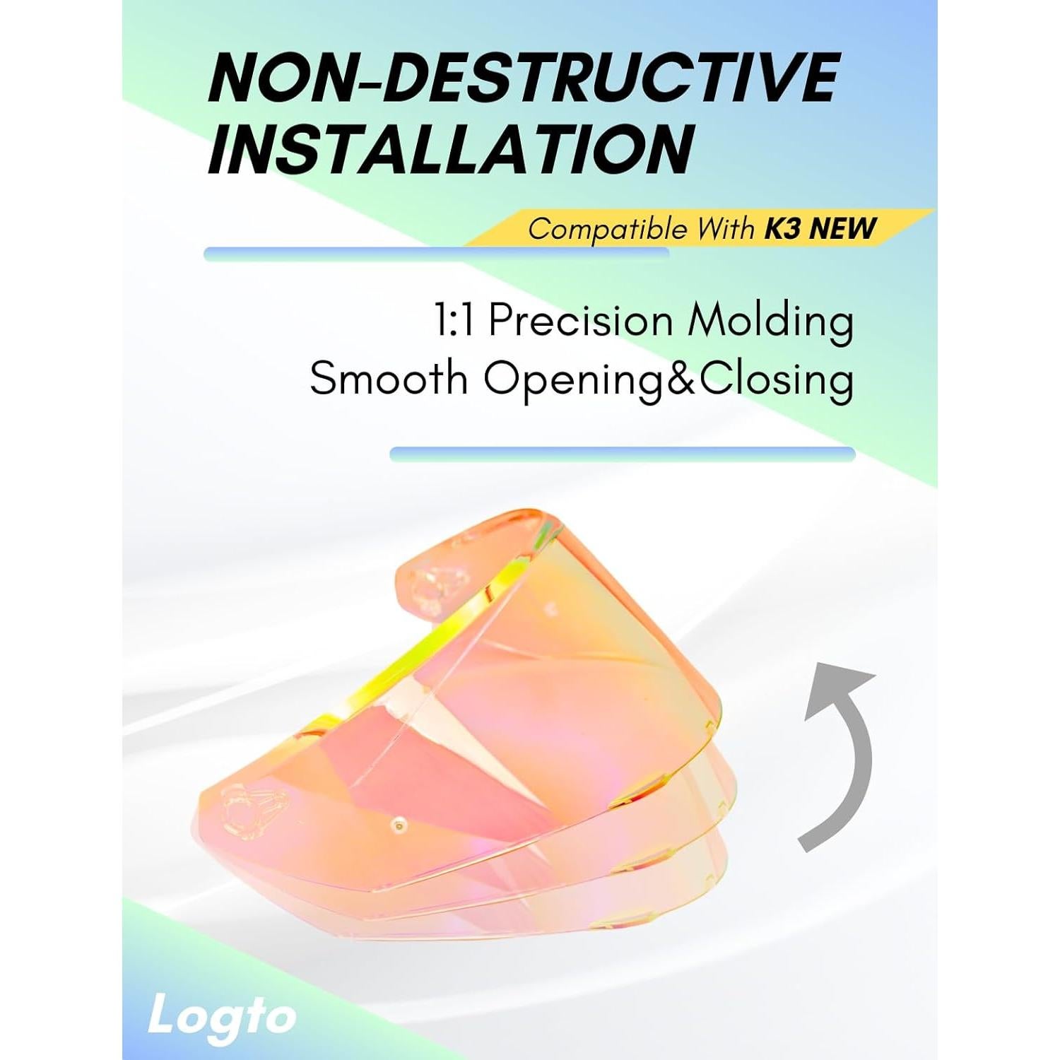 Visor de Casco Logto K3 Nuevo Transparente Revo Rojo