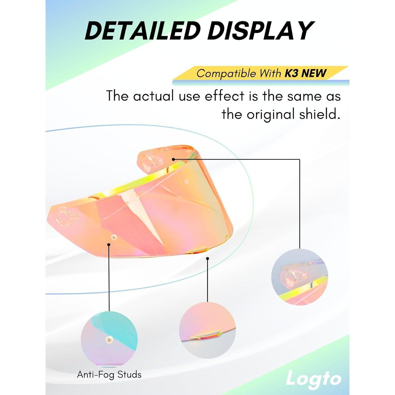 Visor de Casco Logto K3 Nuevo Transparente Revo Rojo