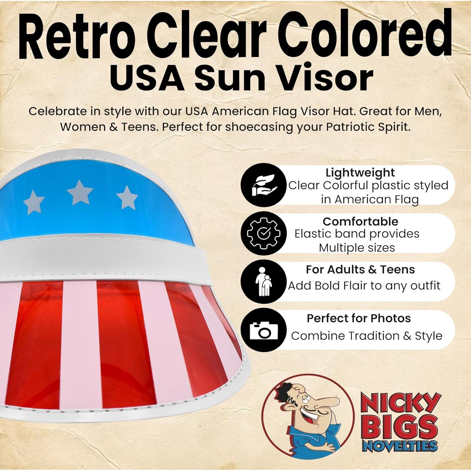 Gorra Visor Patriótico Nicky Bigs - Bandera Americana 20 cm