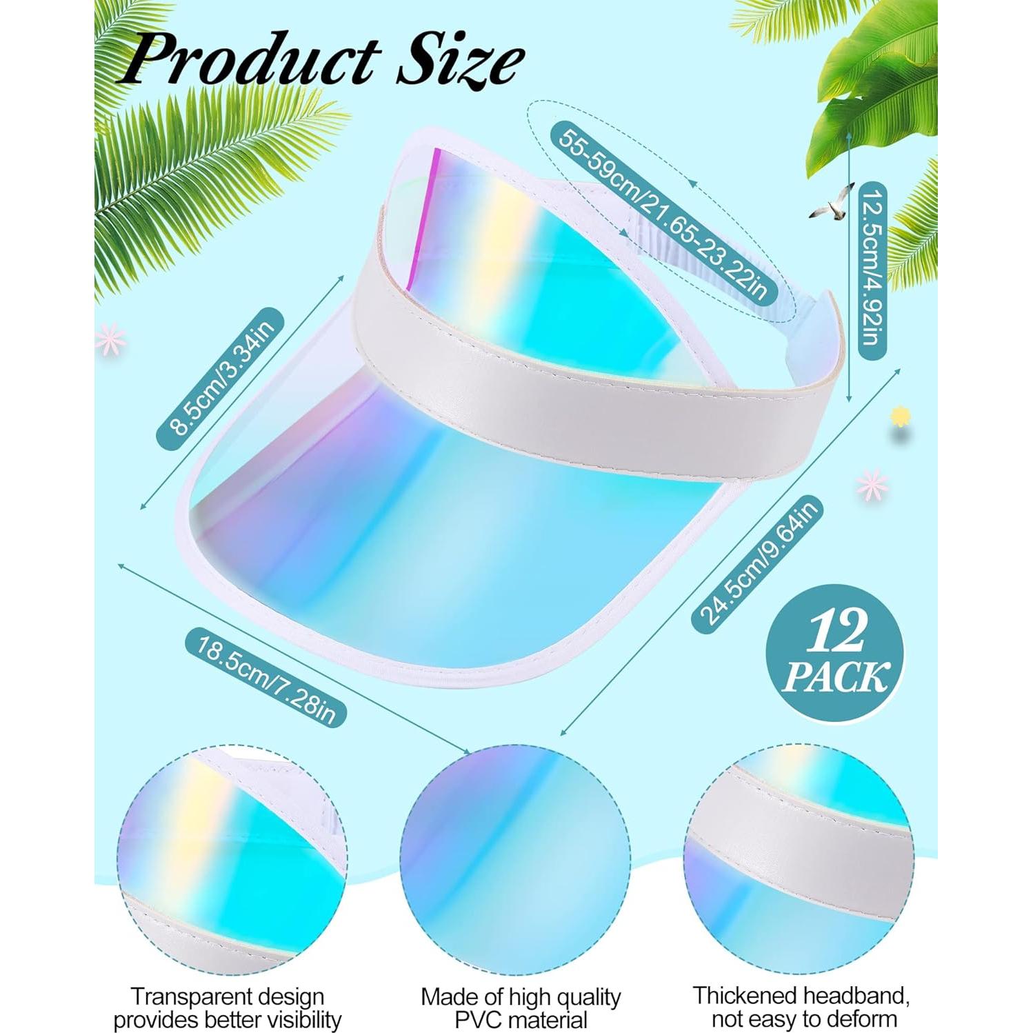 Conjunto 12 Sombreros Visera y 12 Paquetes Cintura Holográficos Jeyiour