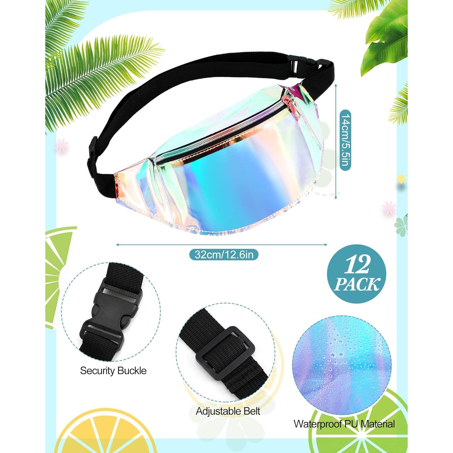 Conjunto 12 Sombreros Visera y 12 Paquetes Cintura Holográficos Jeyiour