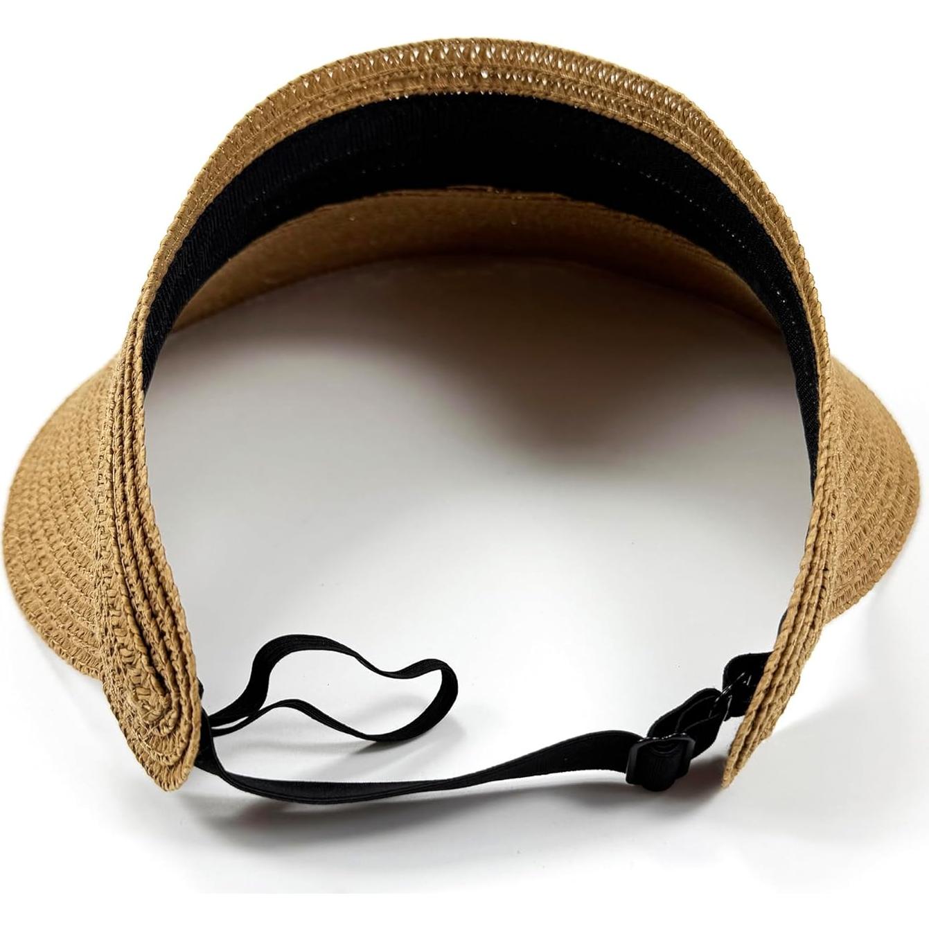 Sombrero Visera Solar Plegable Mujer Paja Caqui Protección UV