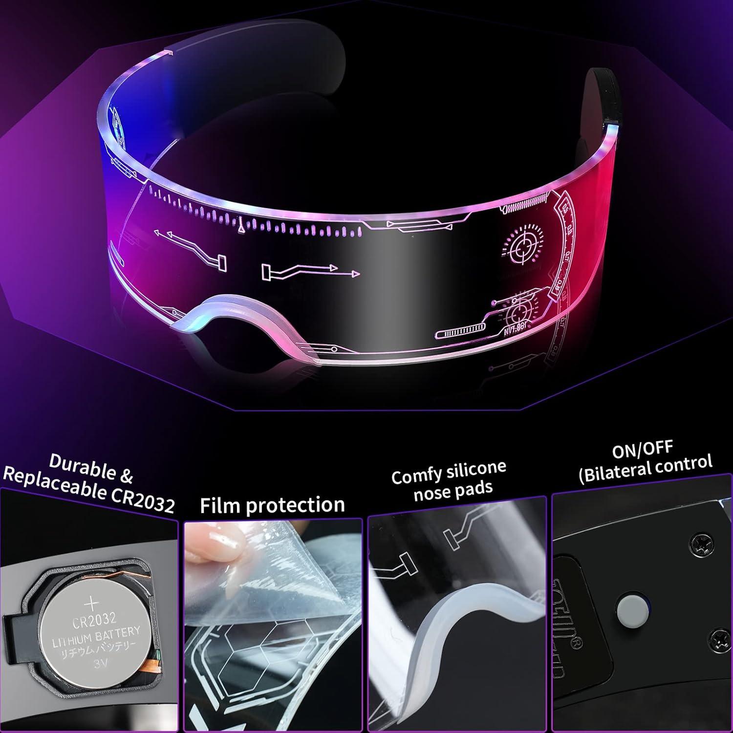 Gafas LED Cyberpunk Iluminadas 7 Colores para Adultos