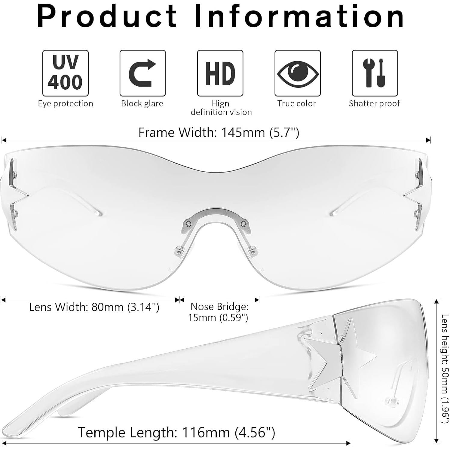 Gafas de sol envolventes COASION Y2K para hombres y mujeres