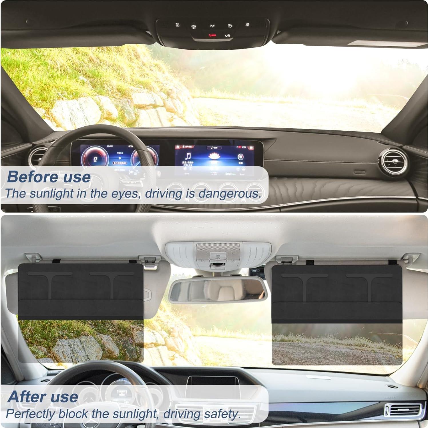 Extensor de Visera de Sol NAZZO para Coche Negro Antirreflejo