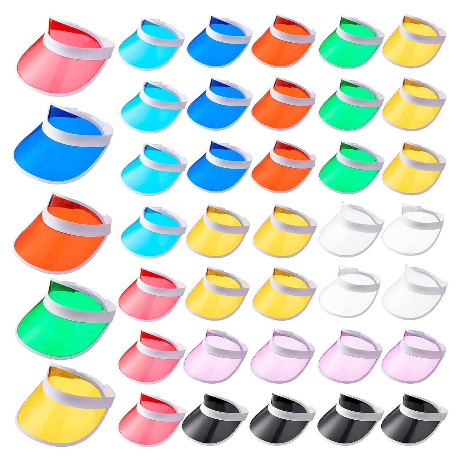 Vabean 40 Gorras de Visera Plástica UV Unisex 10 Colores