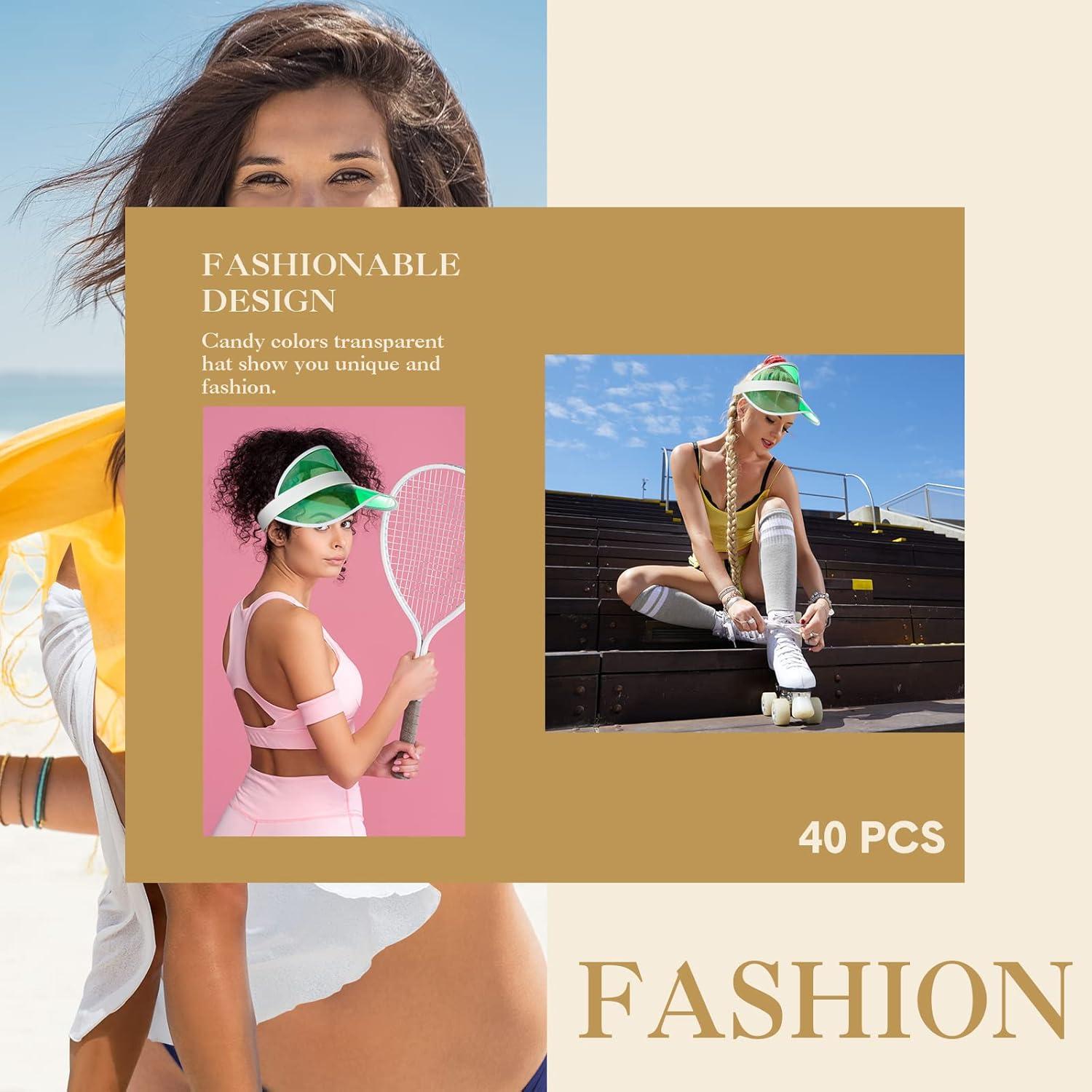 Vabean 40 Gorras de Visera Plástica UV Unisex 10 Colores