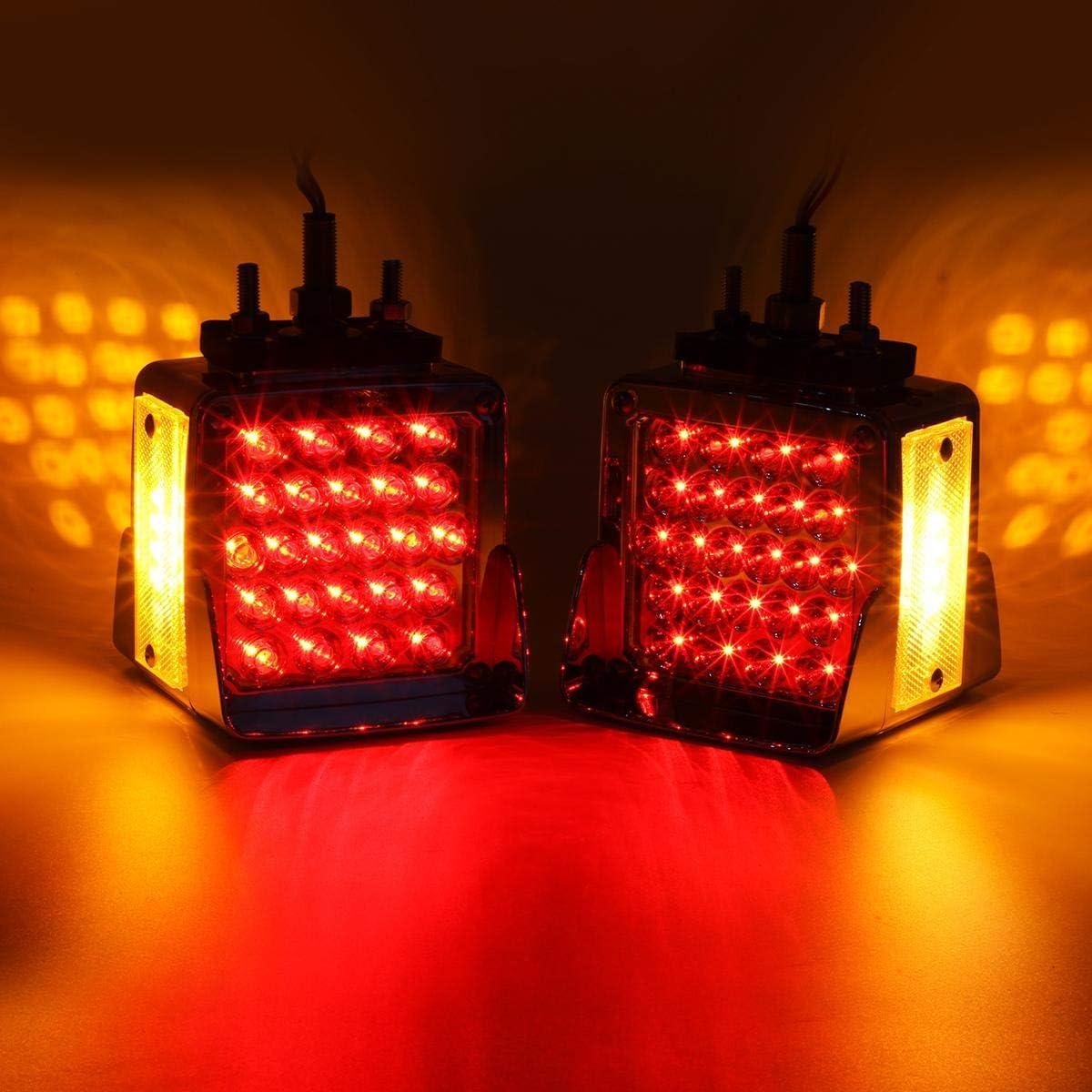 Luces LED de Pedestal Cuadradas Partsam 52 LEDs Ámbar/Rojo