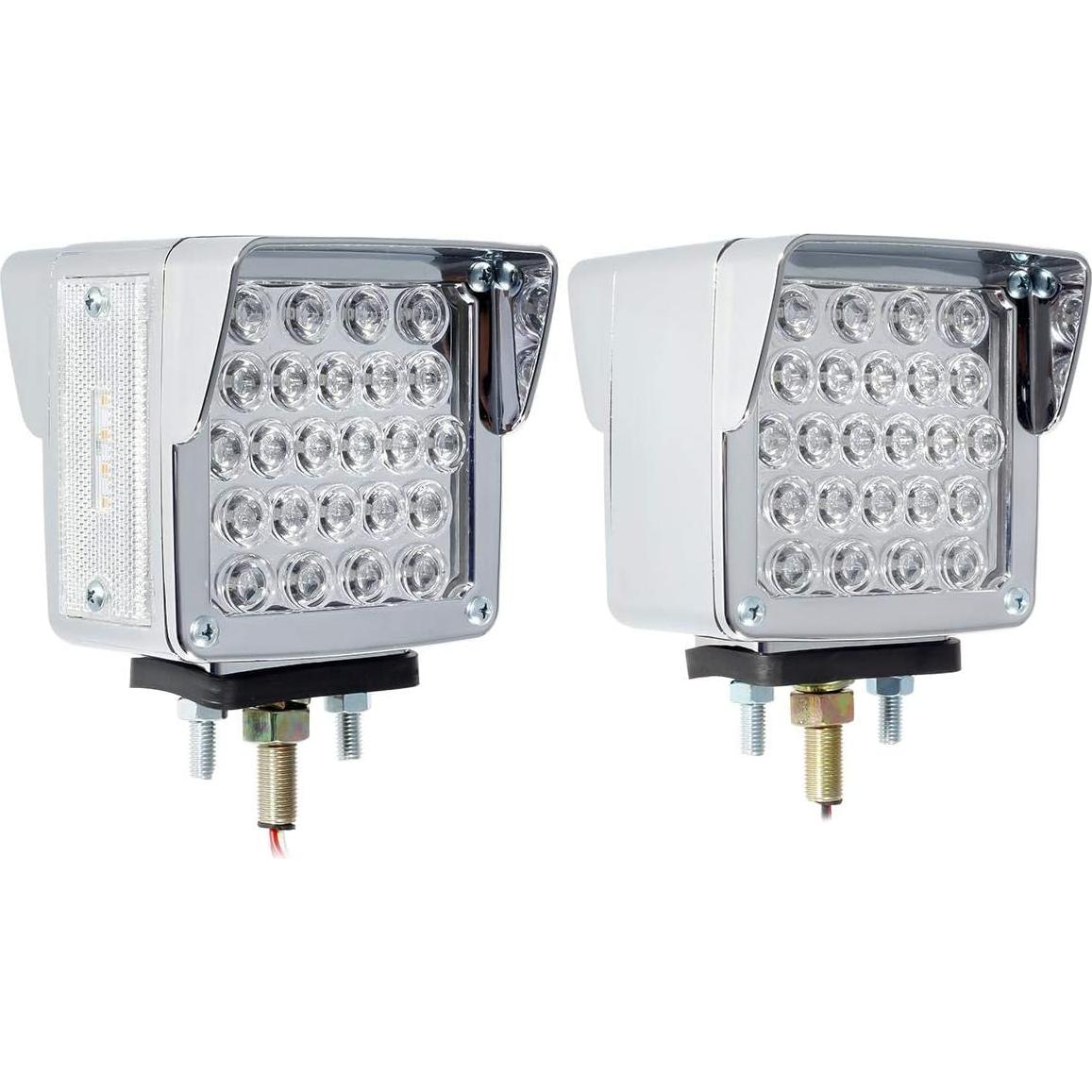 Luces LED de Pedestal Cuadradas Partsam 52 LEDs Ámbar/Rojo