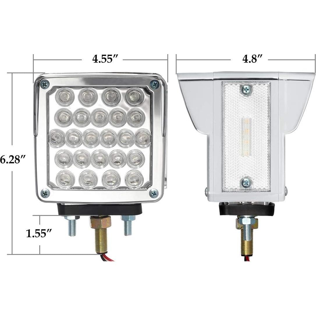 Luces LED de Pedestal Cuadradas Partsam 52 LEDs Ámbar/Rojo