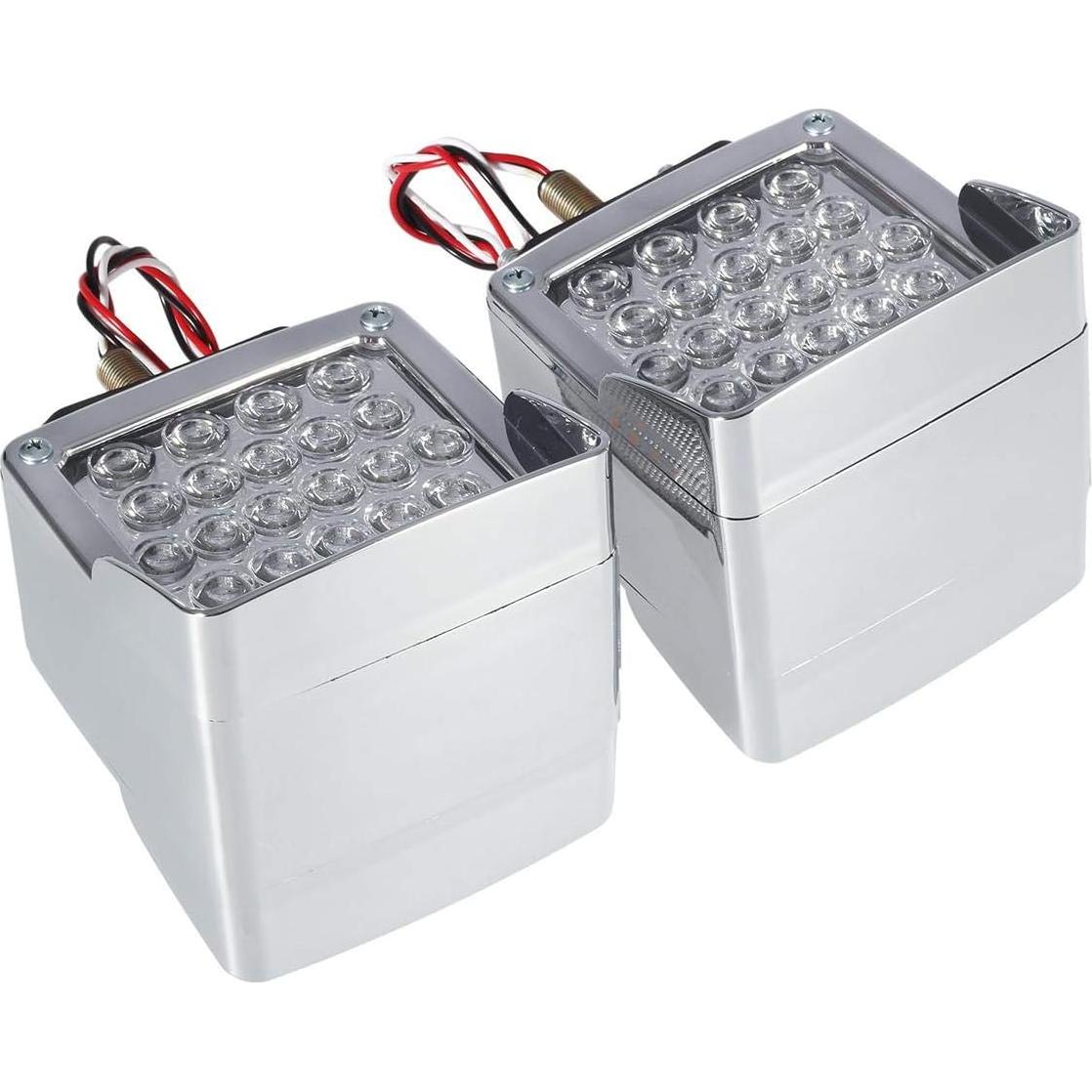 Luces LED de Pedestal Cuadradas Partsam 52 LEDs Ámbar/Rojo