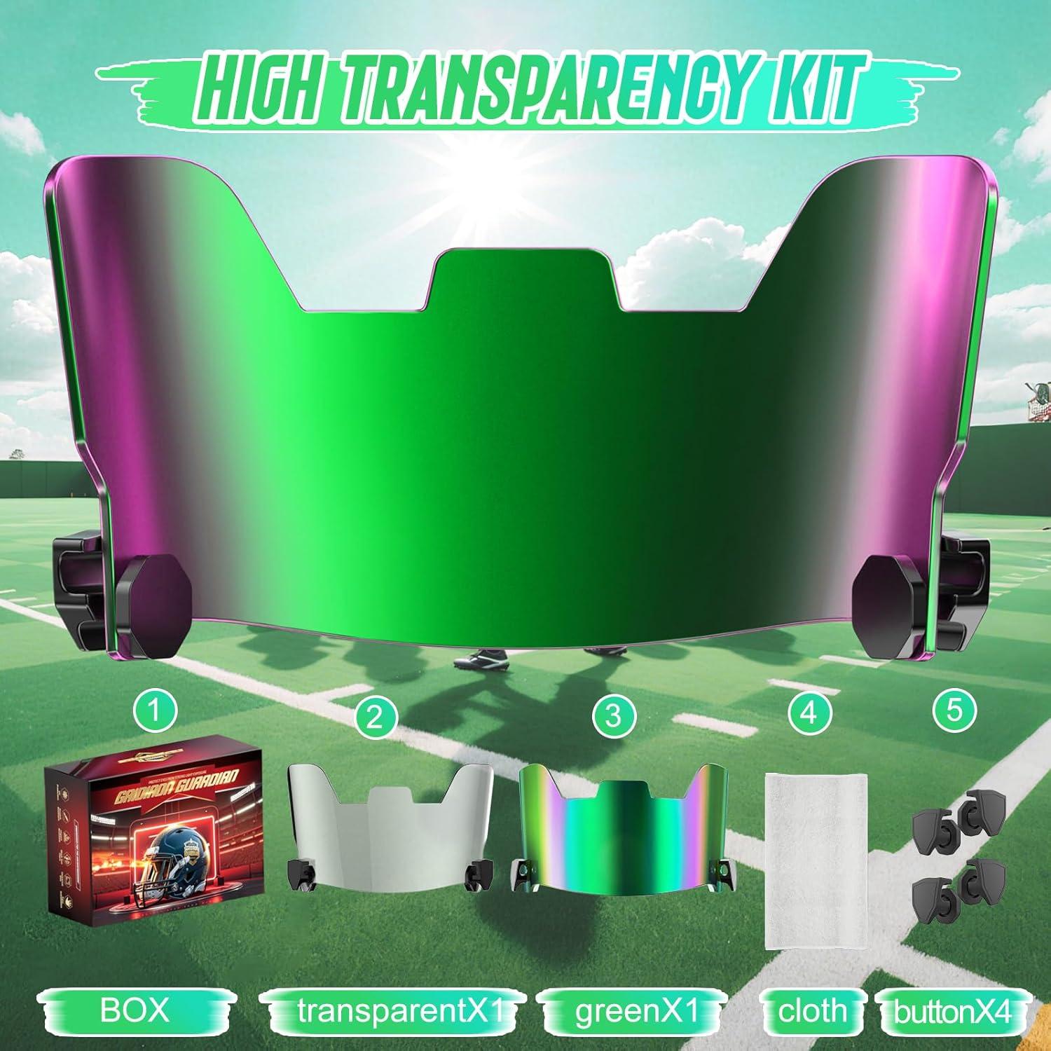 Visera de Fútbol OYMLANX Doble Clara y Verde para Casco