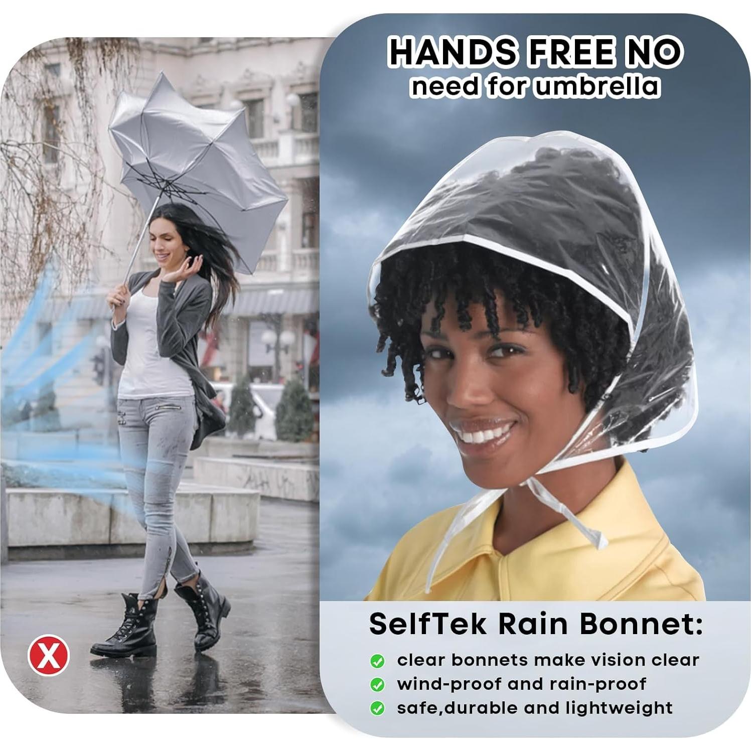 Gorro de Lluvia Impermeable SelfTek con Visera Transparente - 2 Pcs