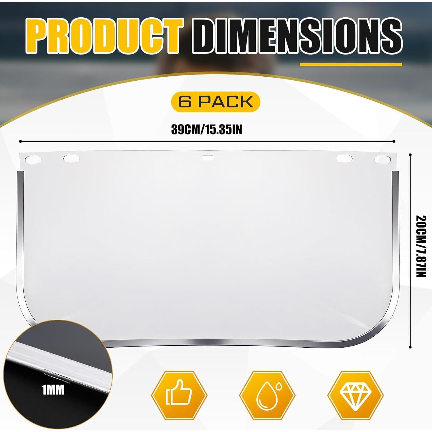 Escudos Faciales de Seguridad Kingdder 6 Pcs Policarbonato