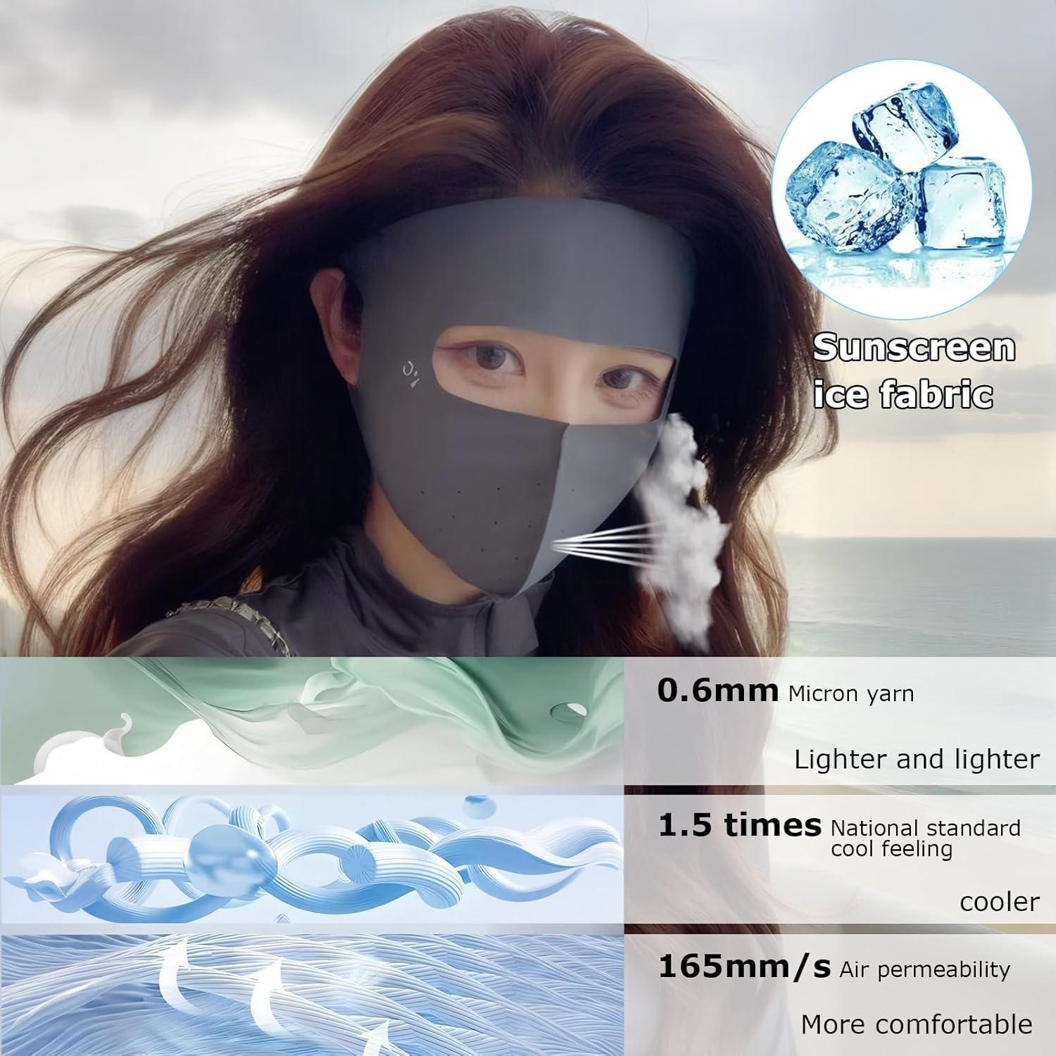 Máscara Solar UPF 50+ Vanolu Gris Oscuro para Cara Completa