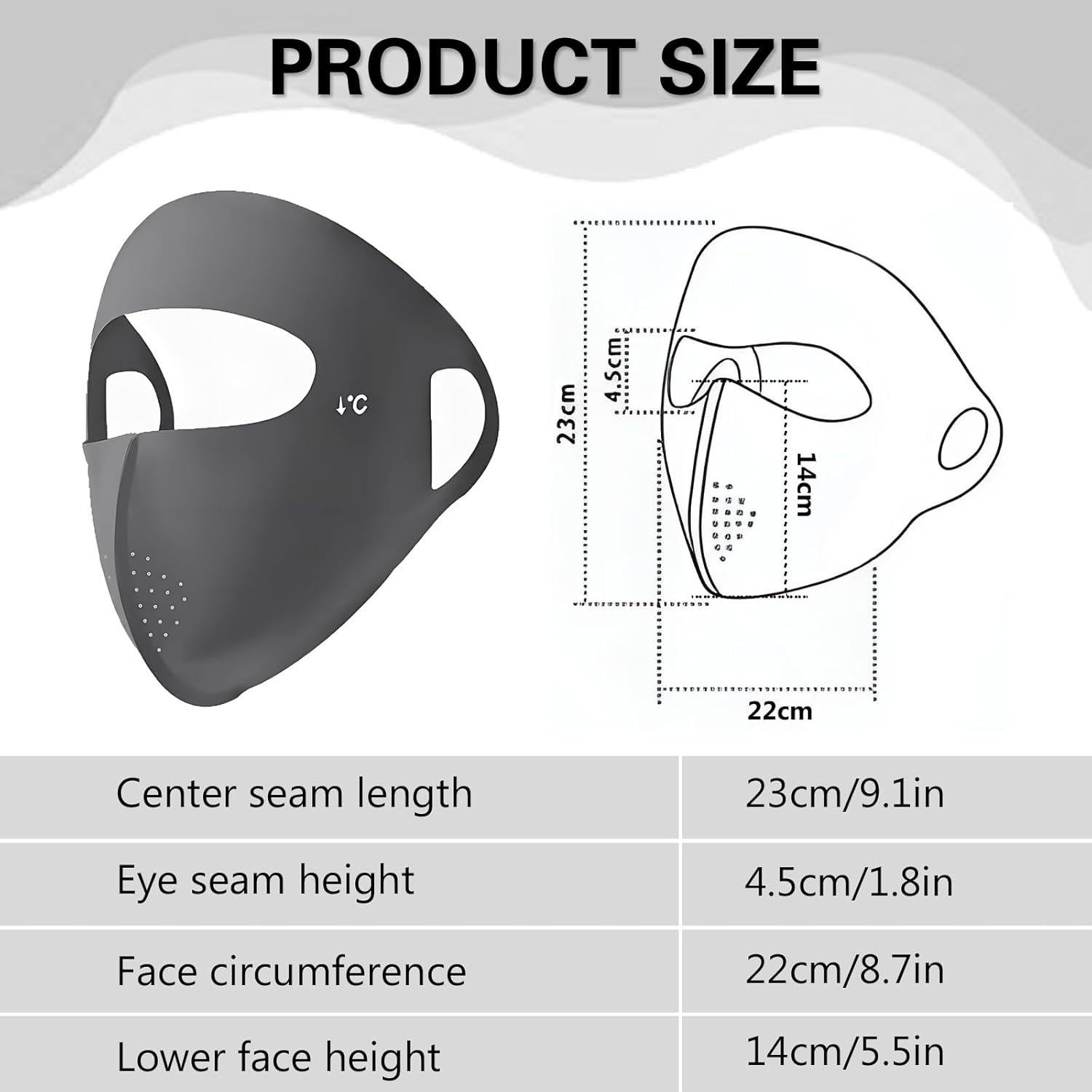 Máscara Solar UPF 50+ Vanolu Gris Oscuro para Cara Completa