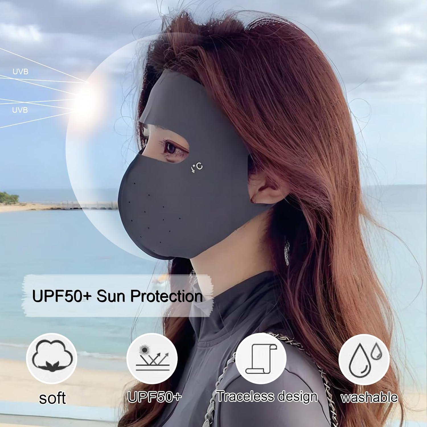 Máscara Solar UPF 50+ Vanolu Gris Oscuro para Cara Completa