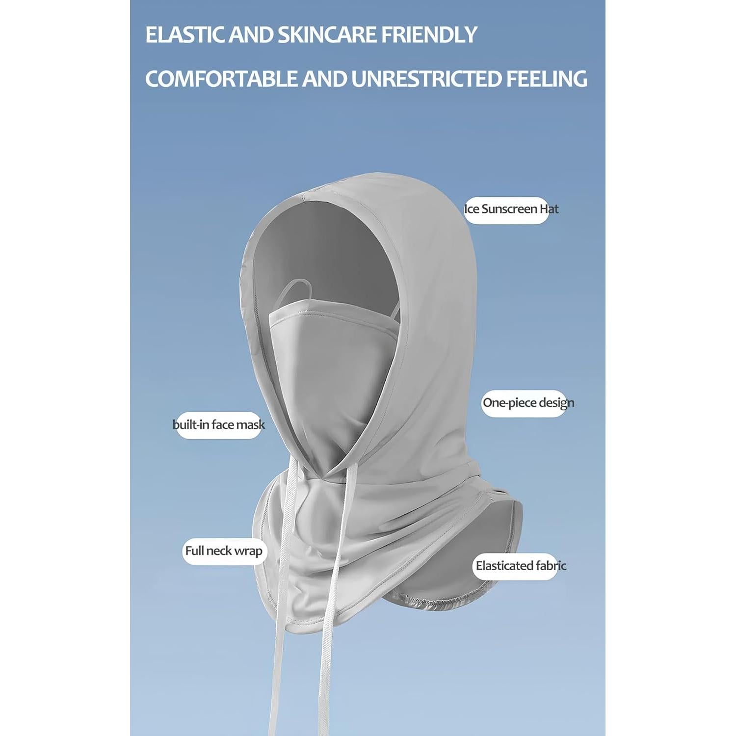 Máscara Balaclava Refrigerante Unisex UV UPF50+ Gris Claro