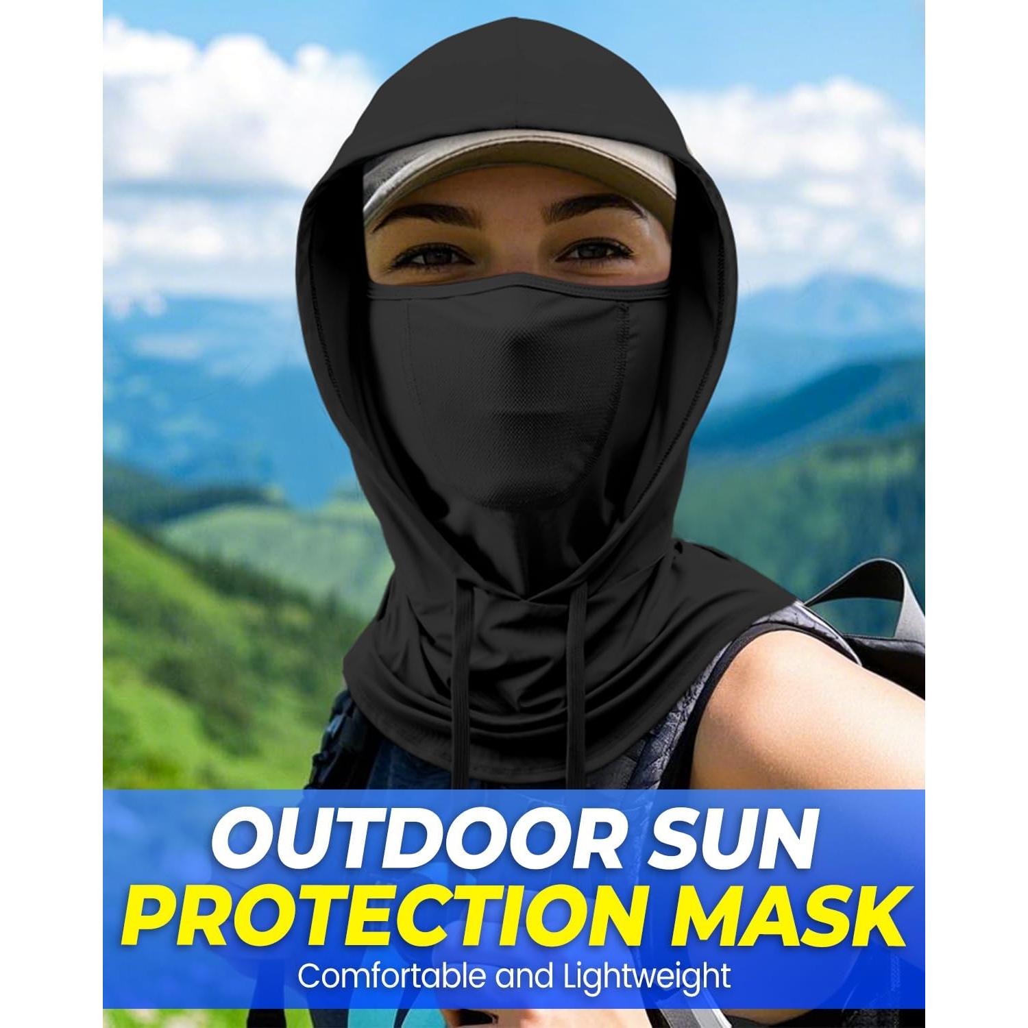 Mascarilla Balaclava Transpirable 3-en-1 UV Negra para Hombres