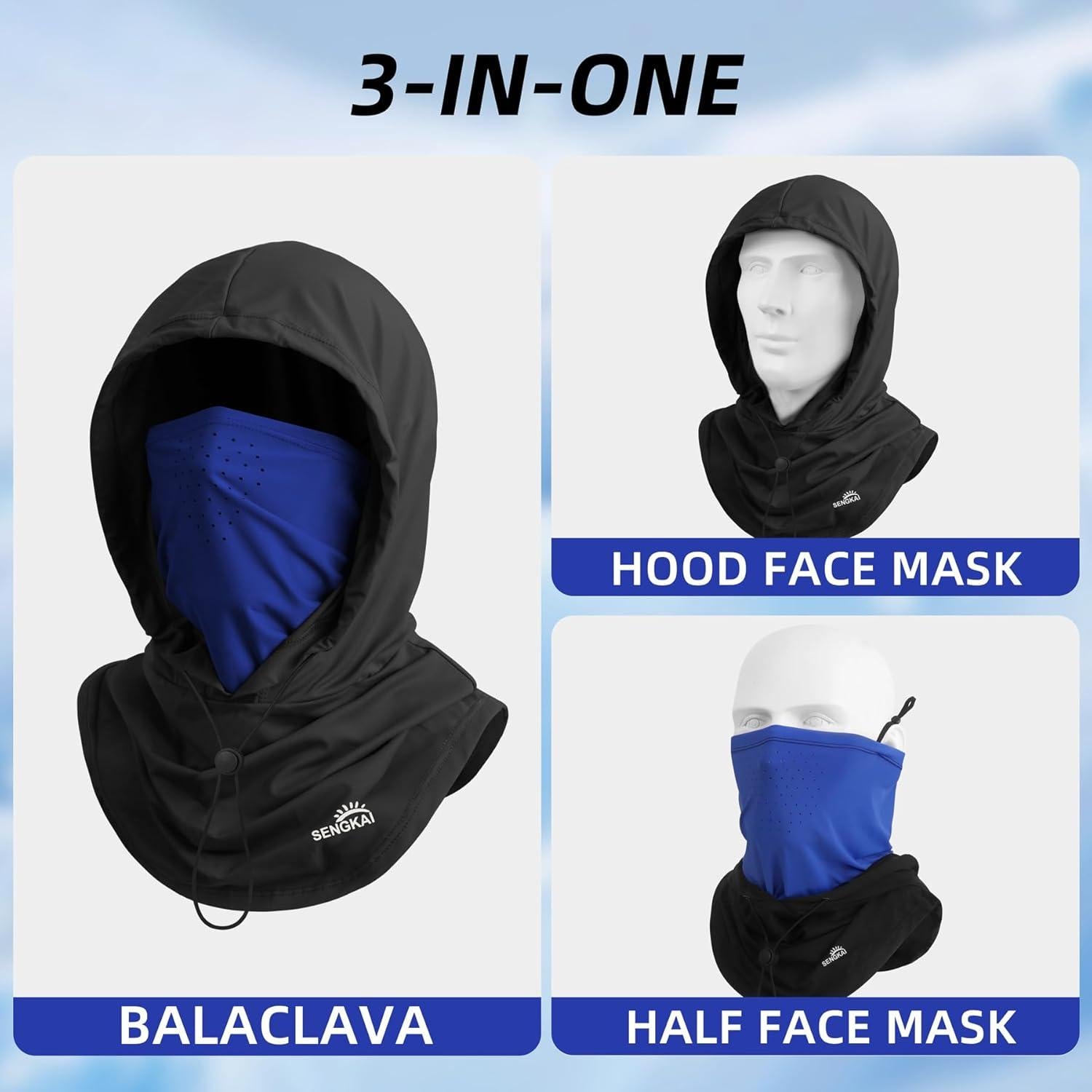 Máscara Balaclava Solar UV para Hombres y Mujeres - Negro