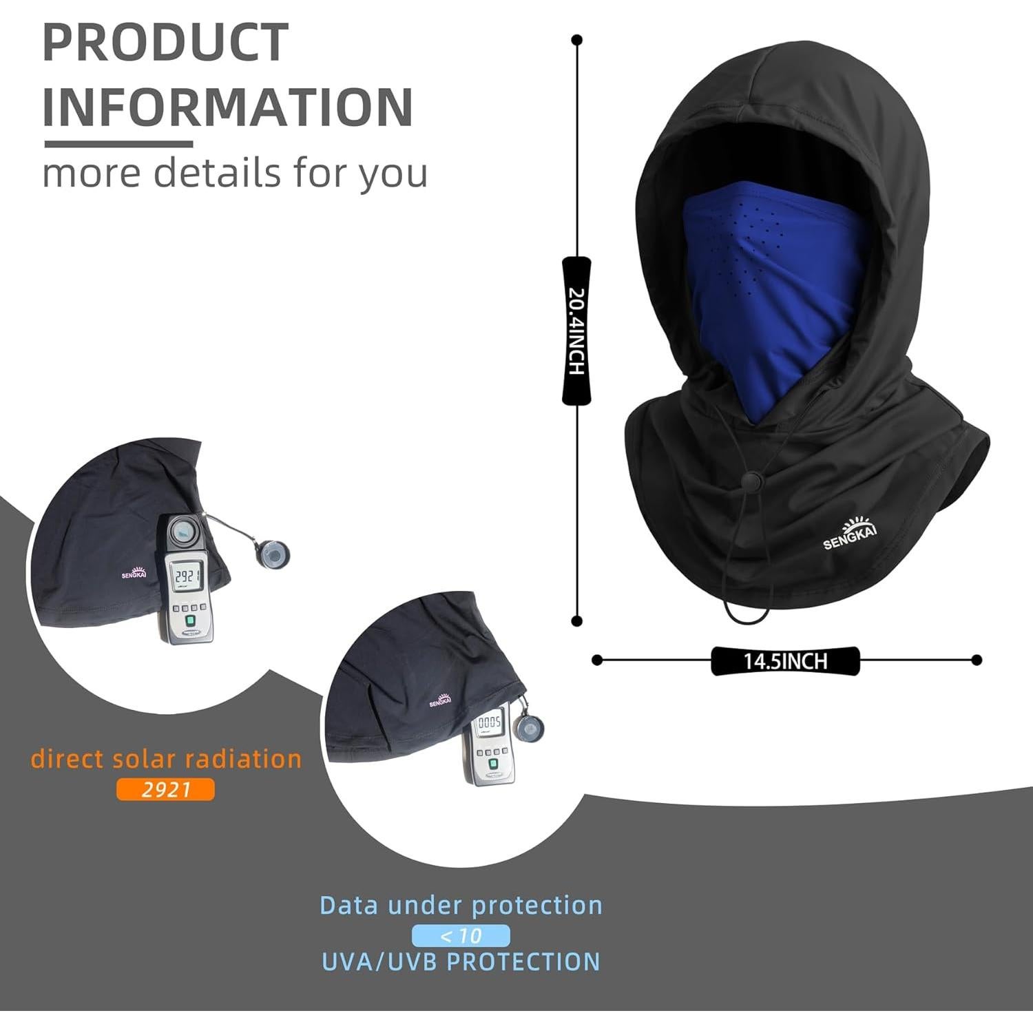 Máscara Balaclava Solar UV para Hombres y Mujeres - Negro