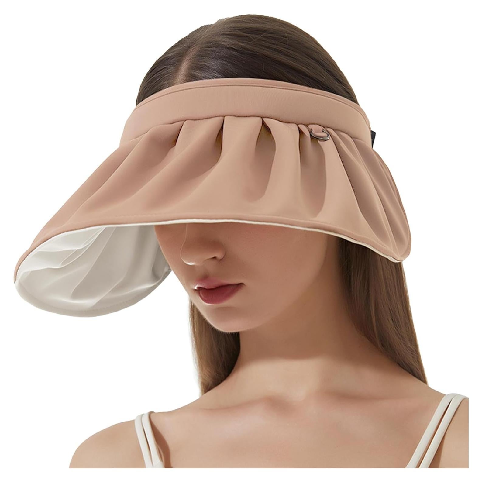 Visera de Sol Plegable para Mujeres con Protección UV - Marrón